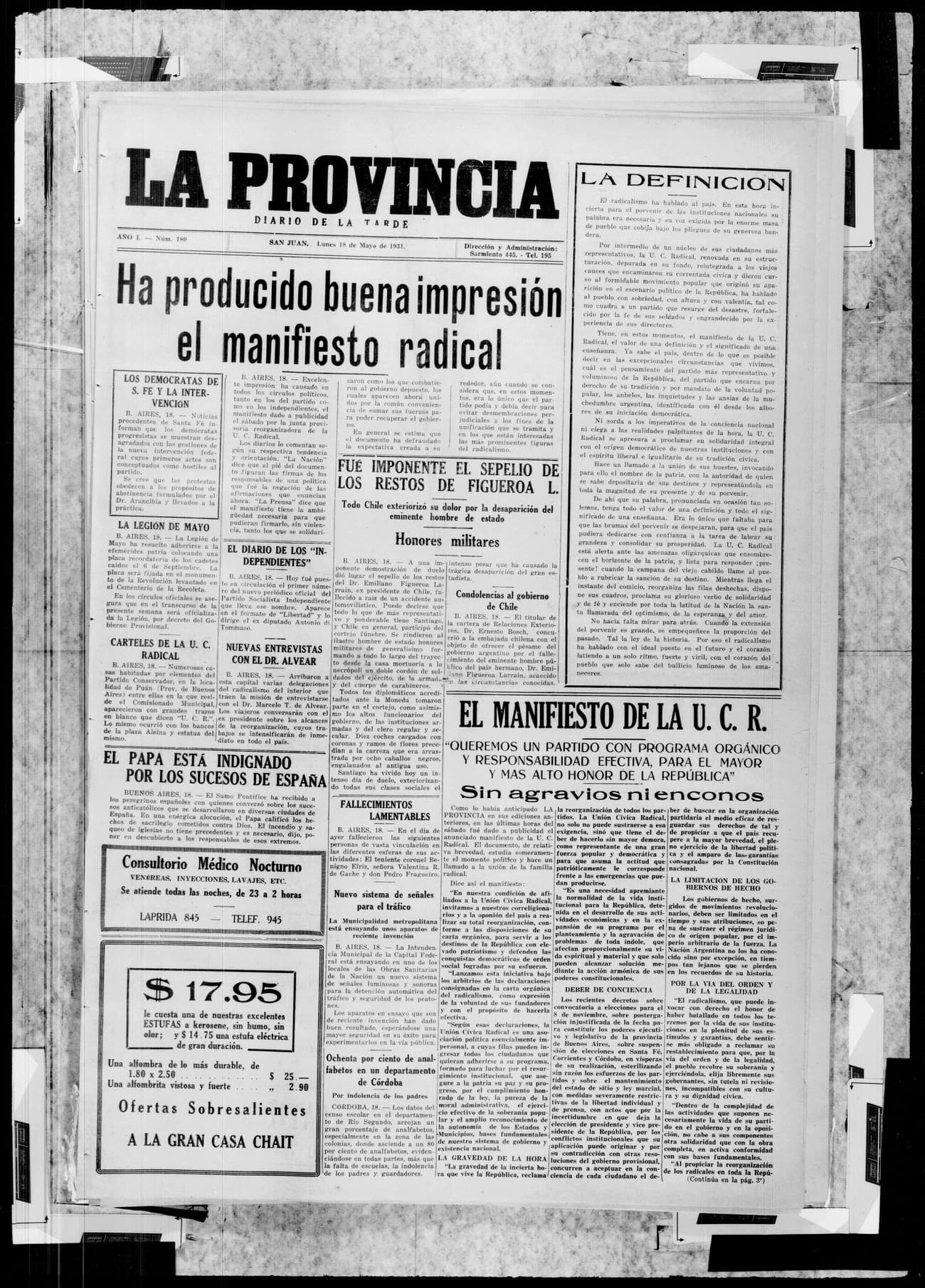 Portada · 18 de Mayo de 1931