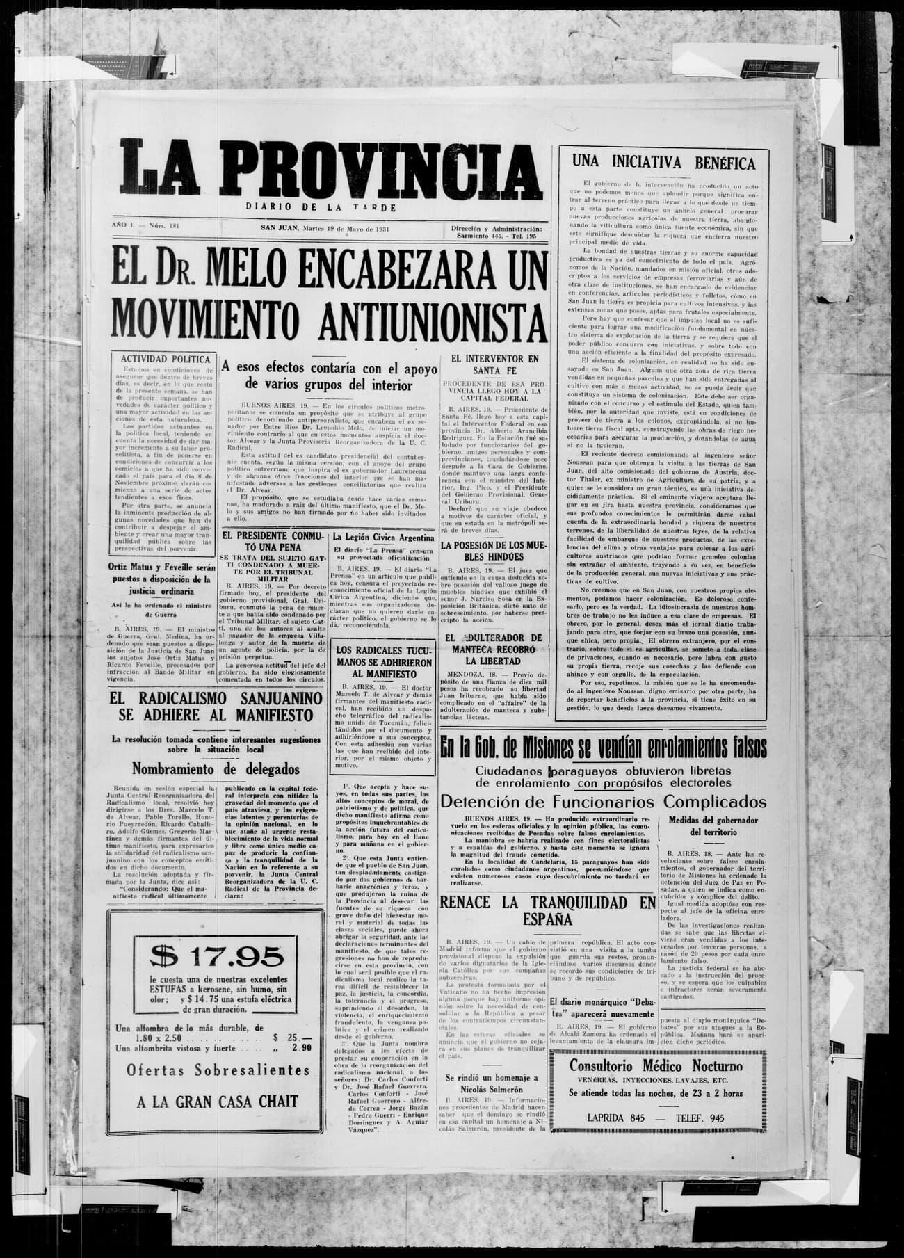 Portada · 19 de Mayo de 1931