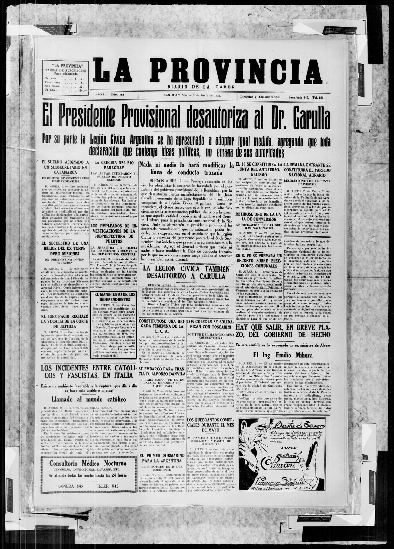 Portada · 2 de Junio de 1931