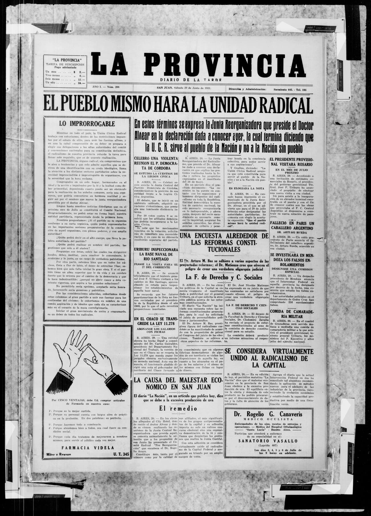 Portada · 20 de Junio de 1931