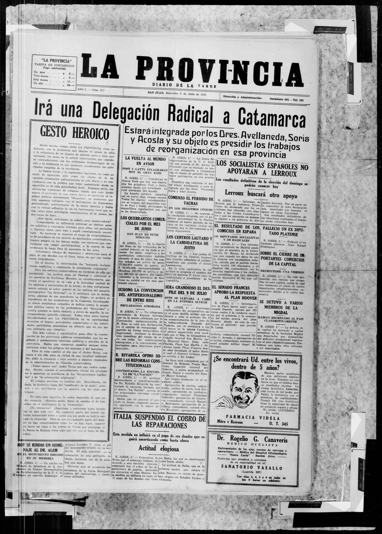 Portada · 1 de Julio de 1931