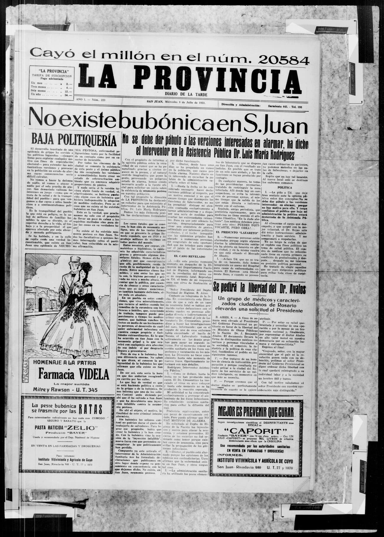 Portada · 8 de Julio de 1931