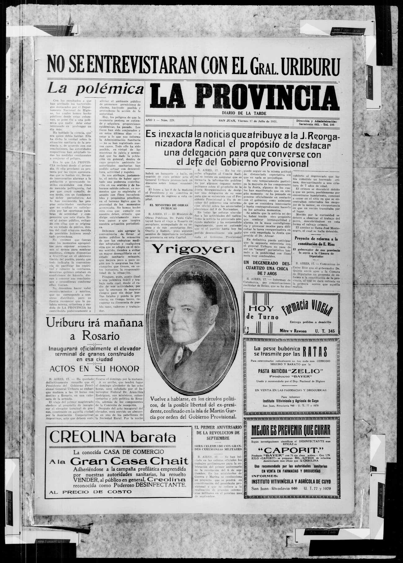 Portada · 17 de Julio de 1931