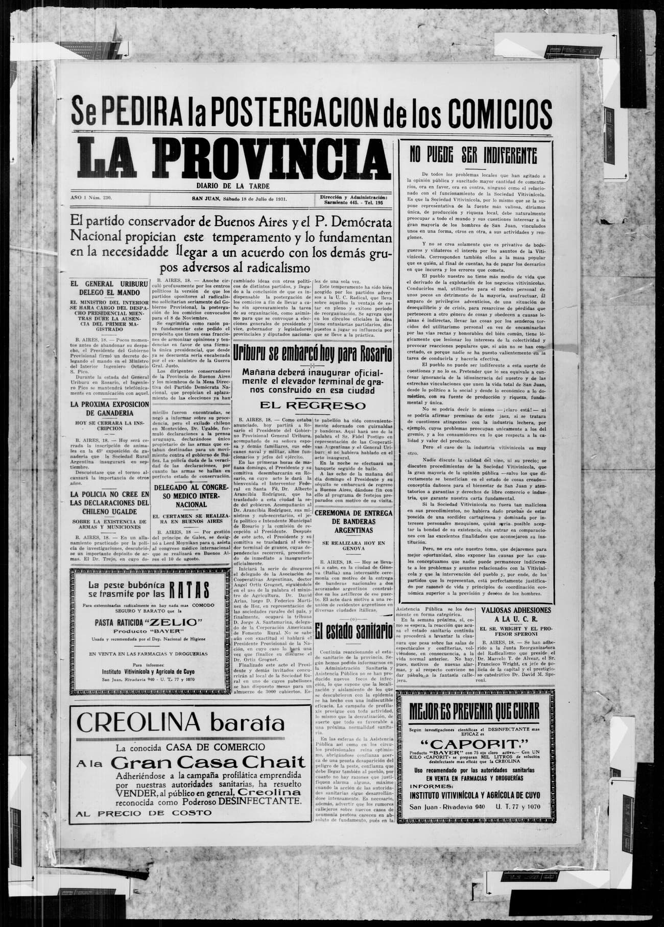 Portada · 18 de Julio de 1931