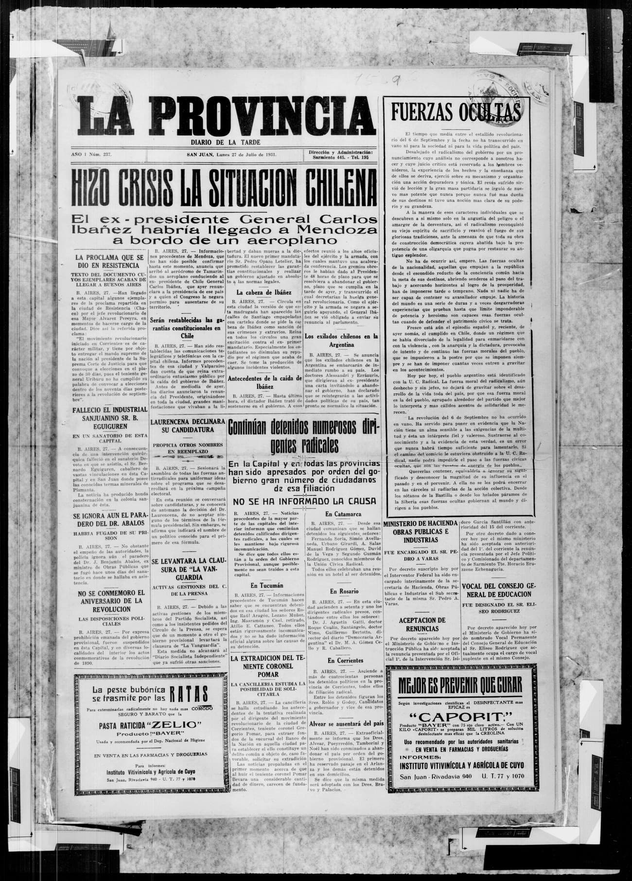 Portada · 27 de Julio de 1931