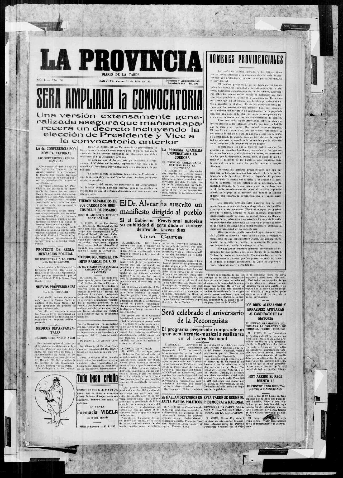 Portada · 31 de Julio de 1931