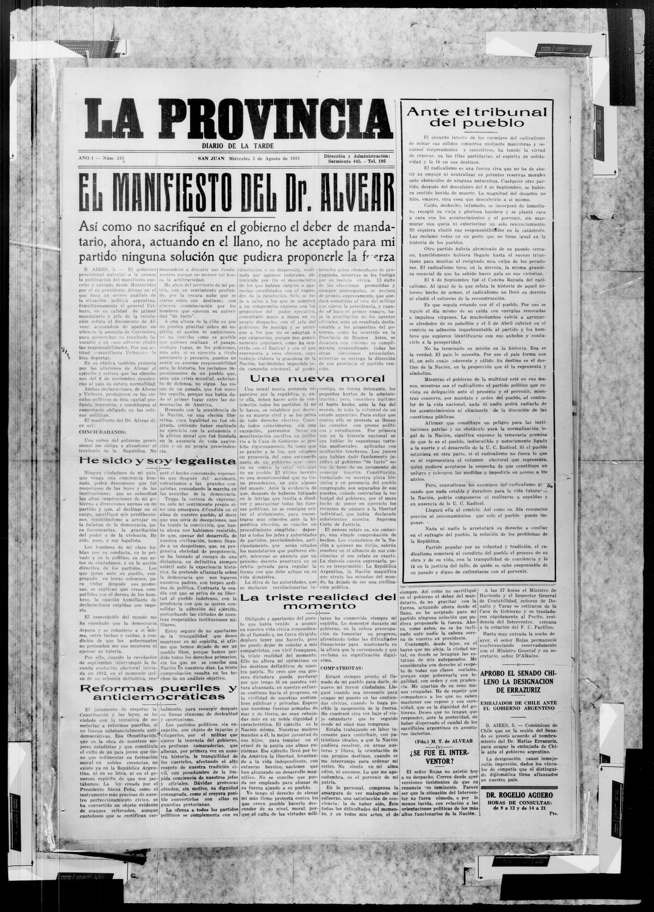 Portada · 5 de Agosto de 1931