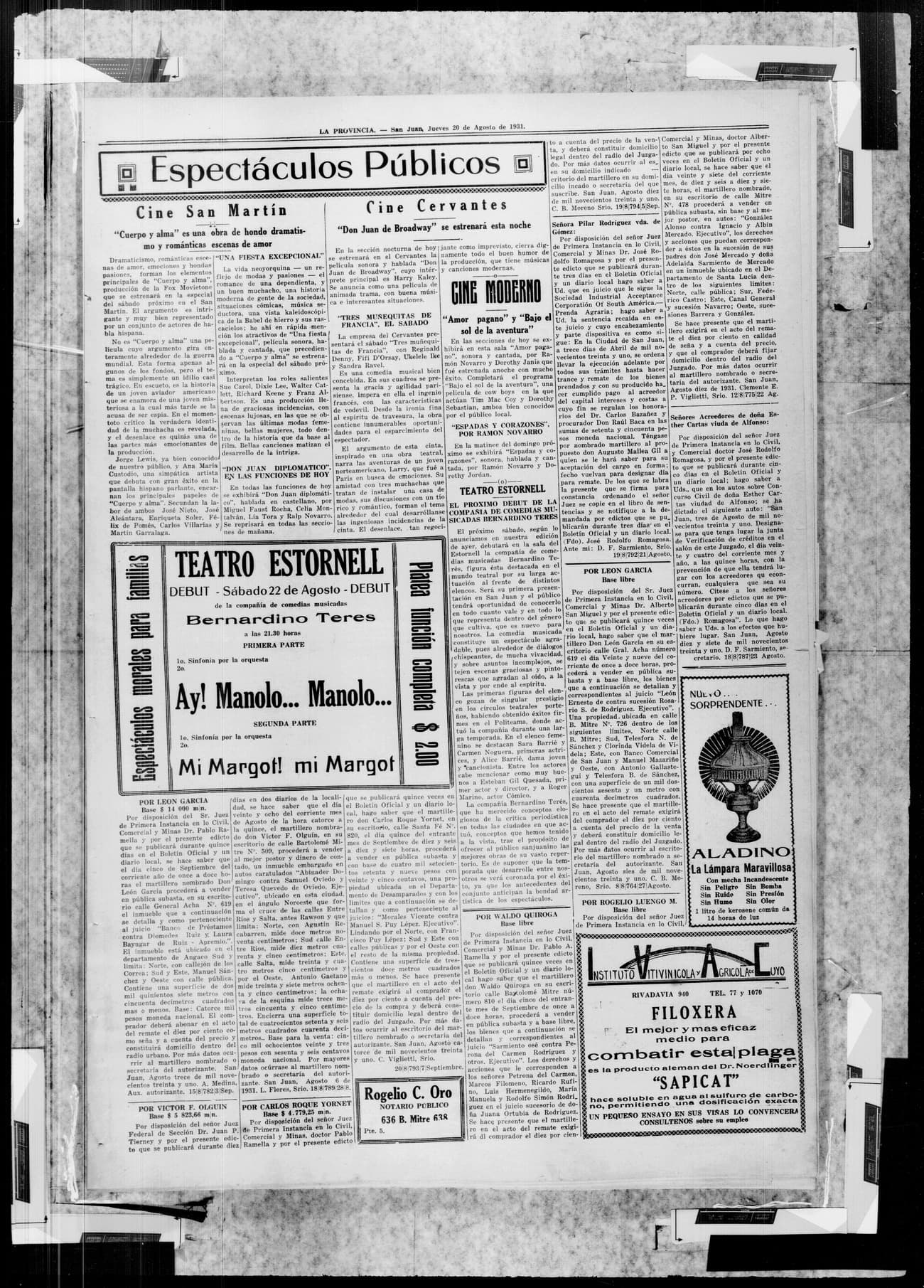 Portada · 20 de Agosto de 1931