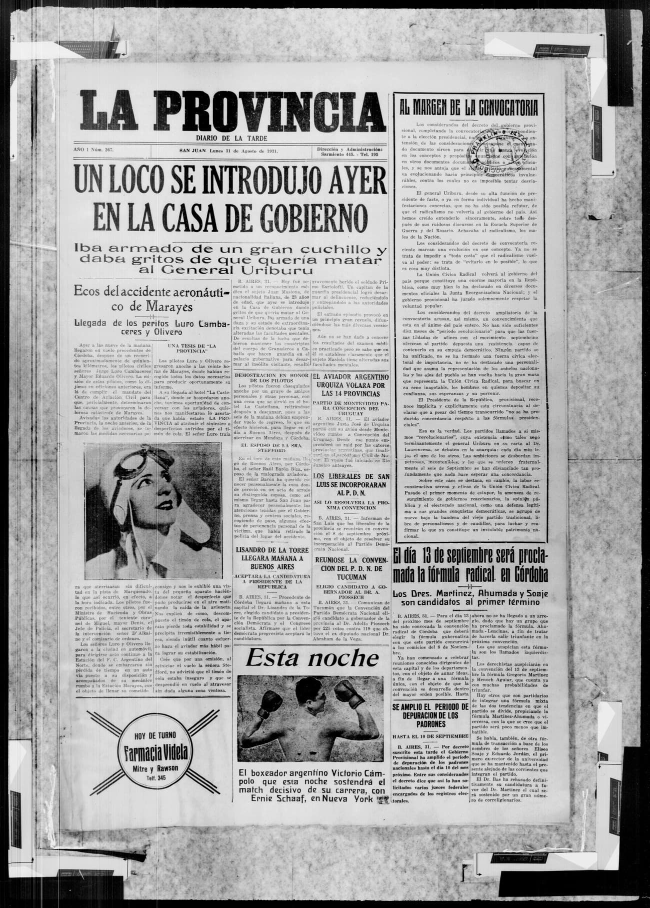 Portada · 31 de Agosto de 1931