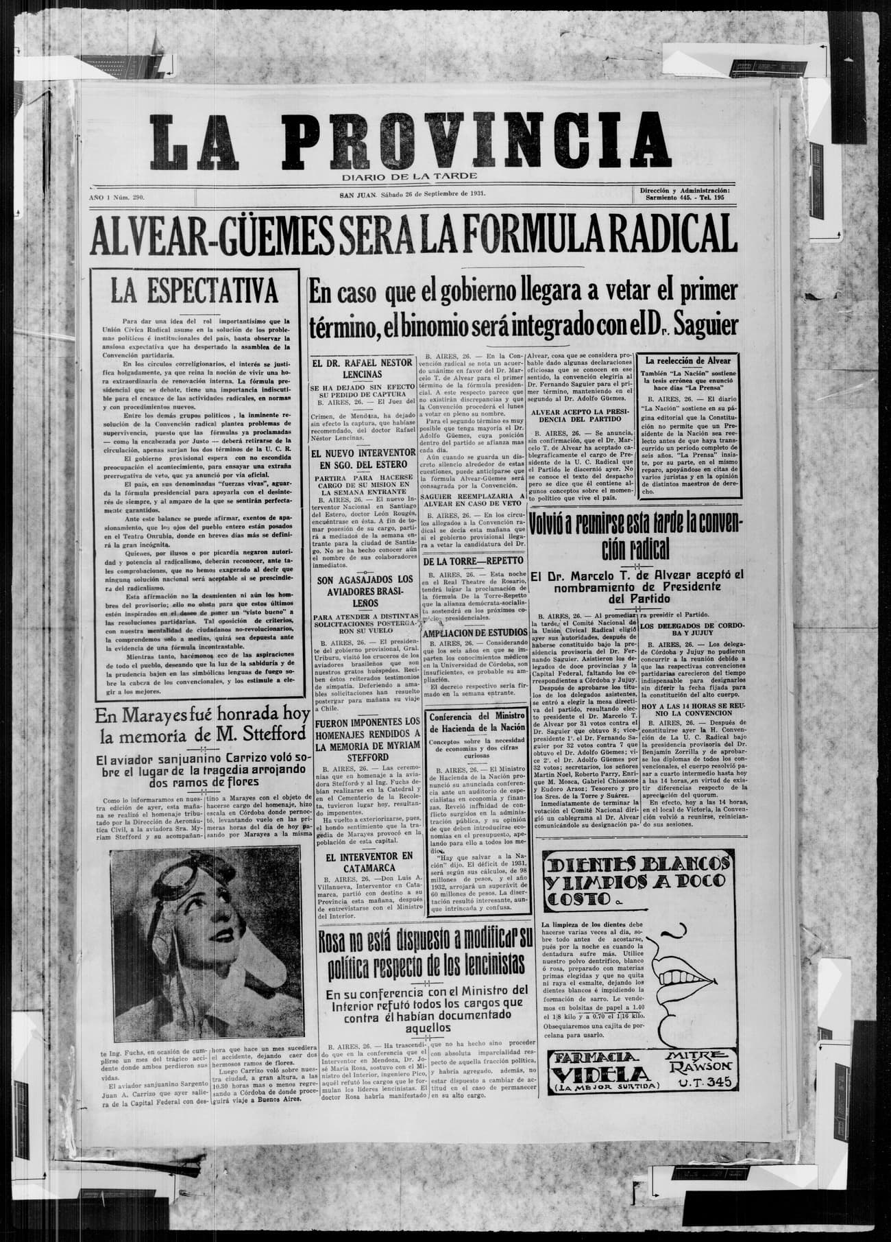 Portada · 26 de Septiembre de 1931