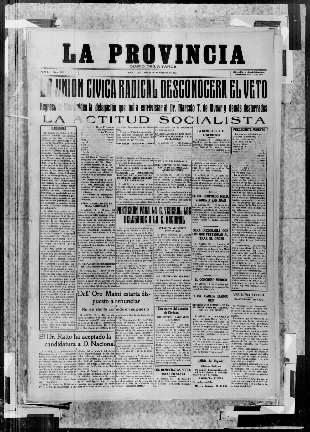 Portada · 10 de Octubre de 1931