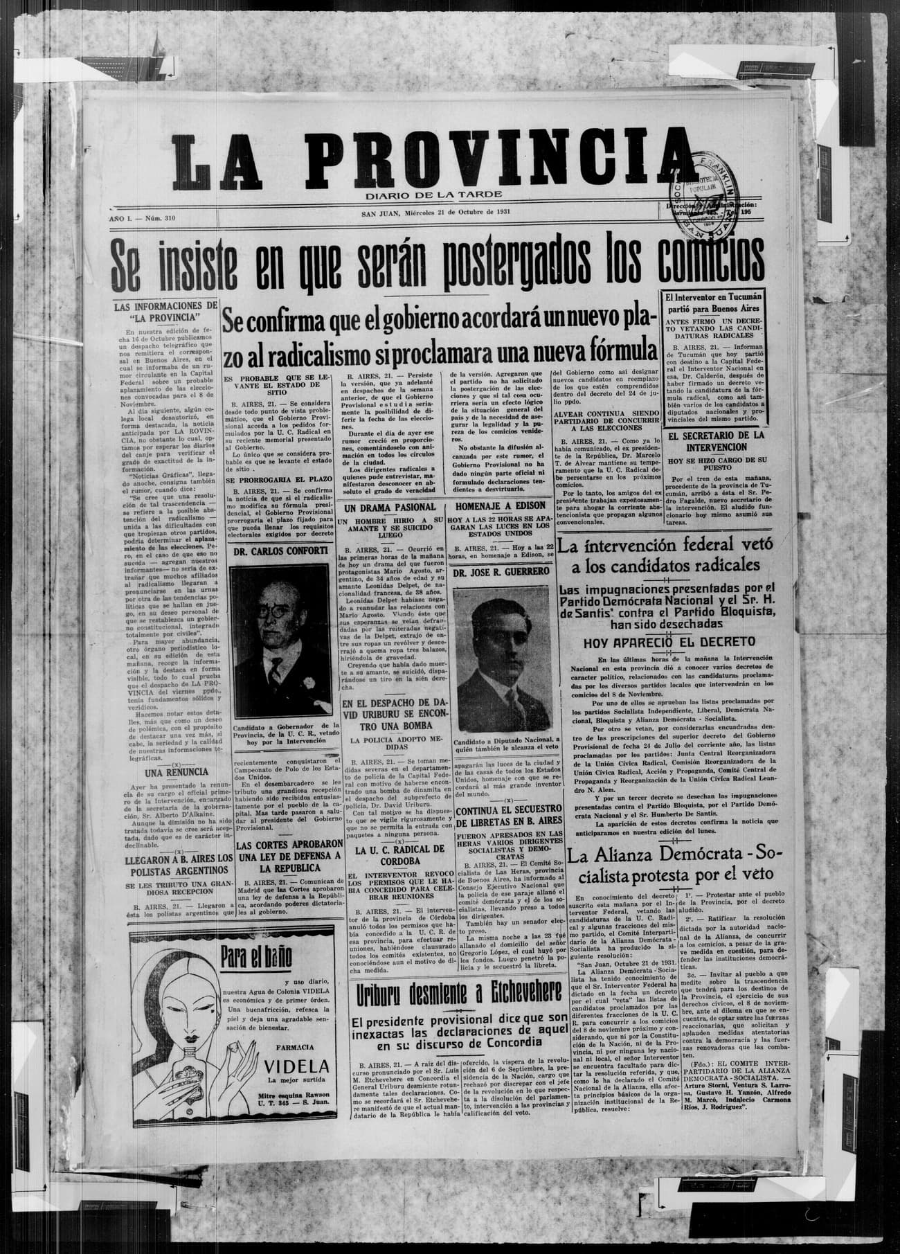 Portada · 21 de Octubre de 1931