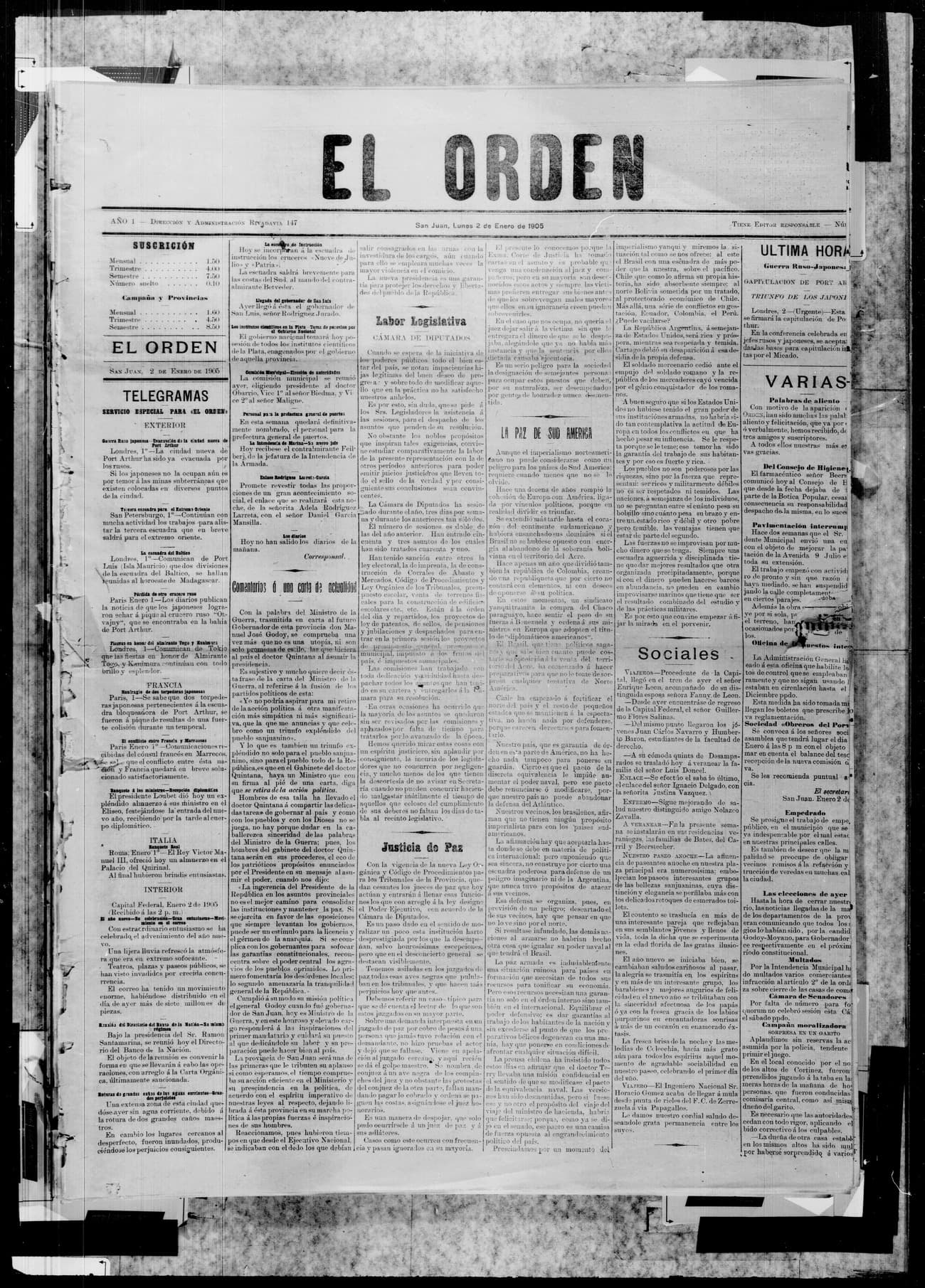 Portada · 2 de Enero de 1905