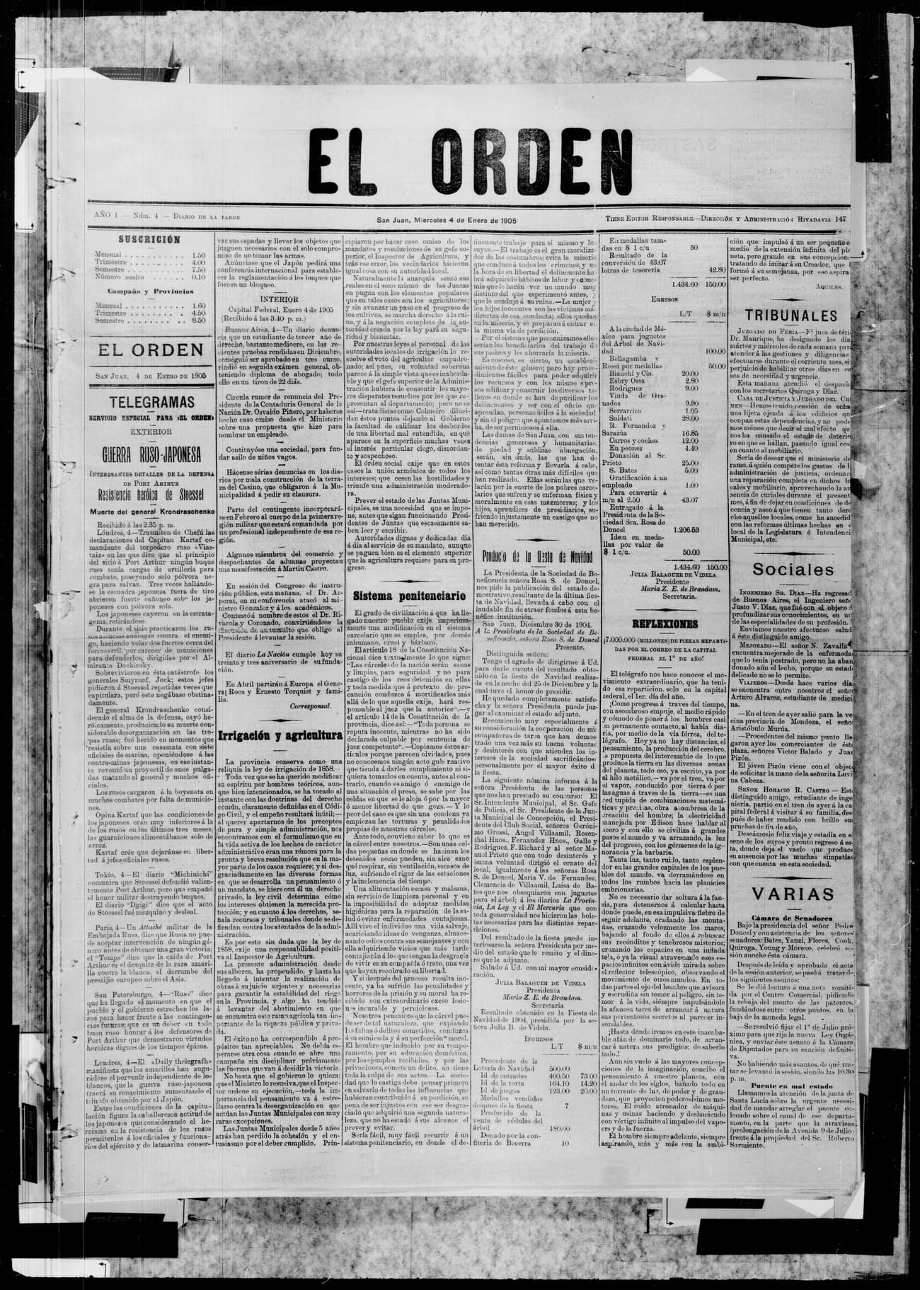Portada · 4 de Enero de 1905