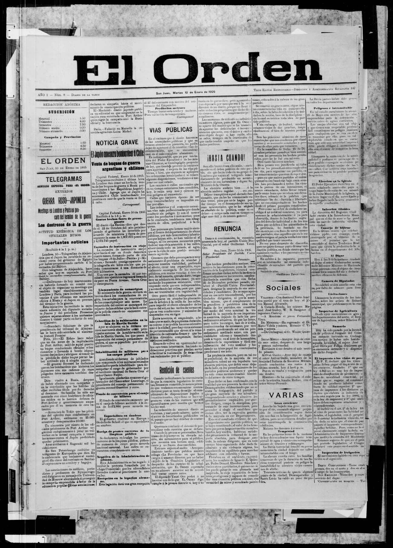 Portada · 10 de Enero de 1905