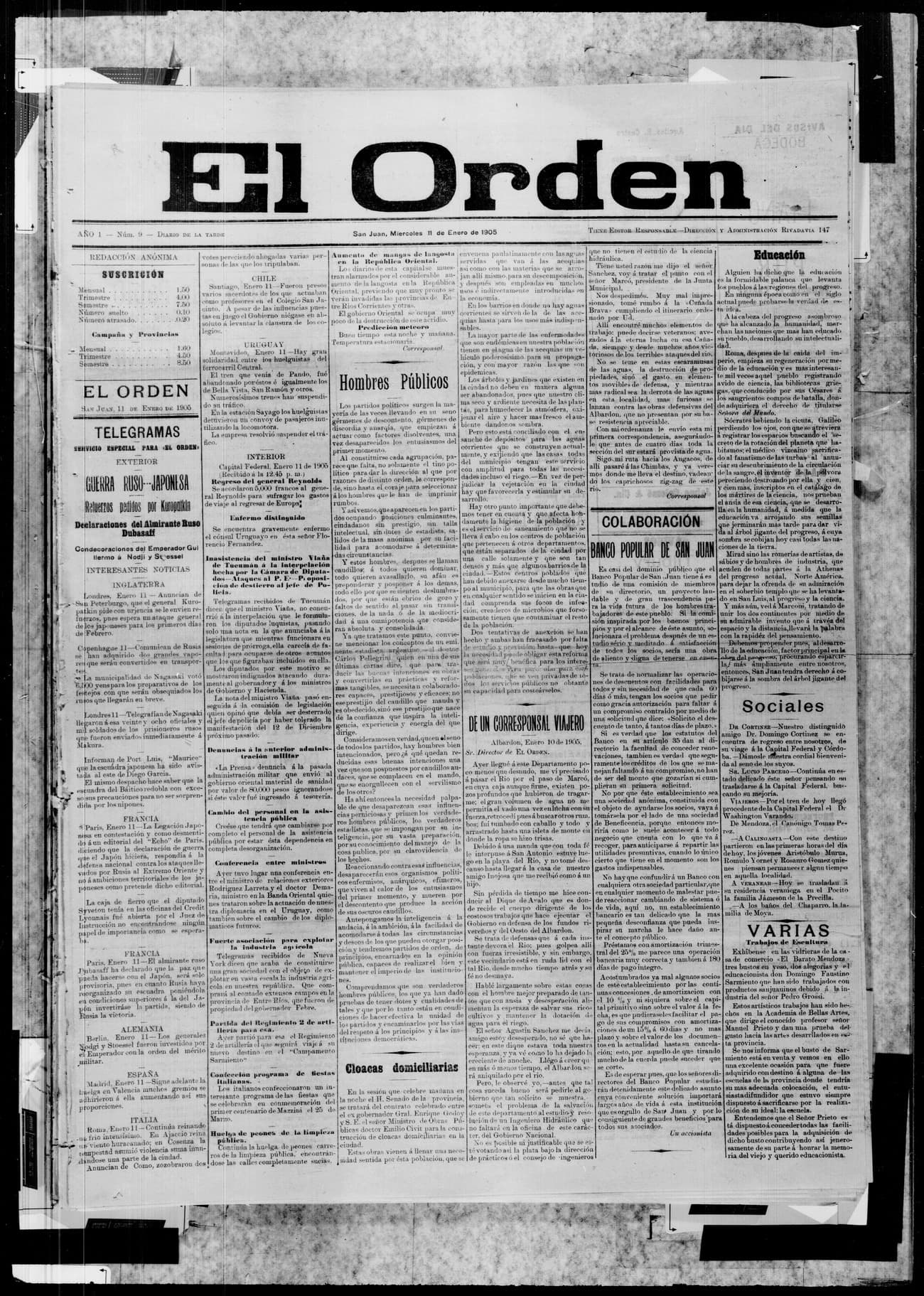 Portada · 11 de Enero de 1905