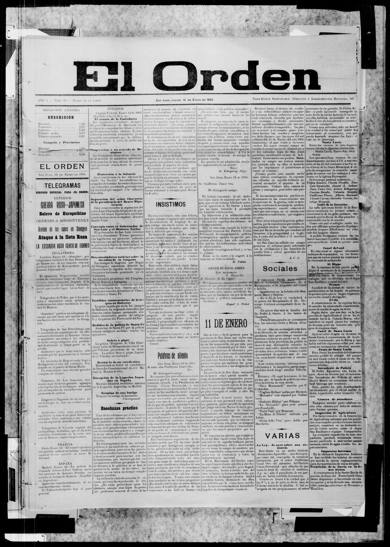 Portada · 12 de Enero de 1905