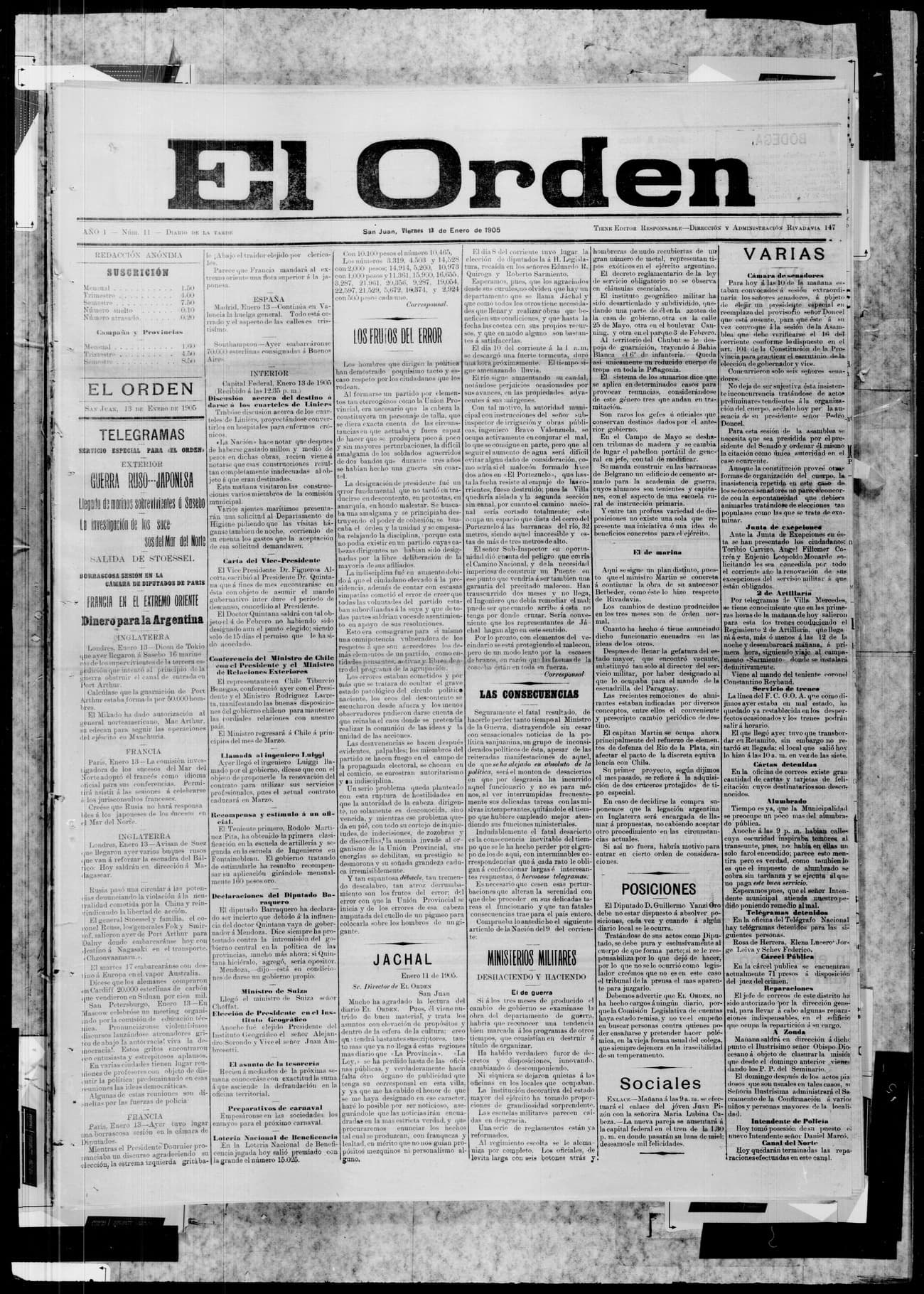 Portada · 13 de Enero de 1905