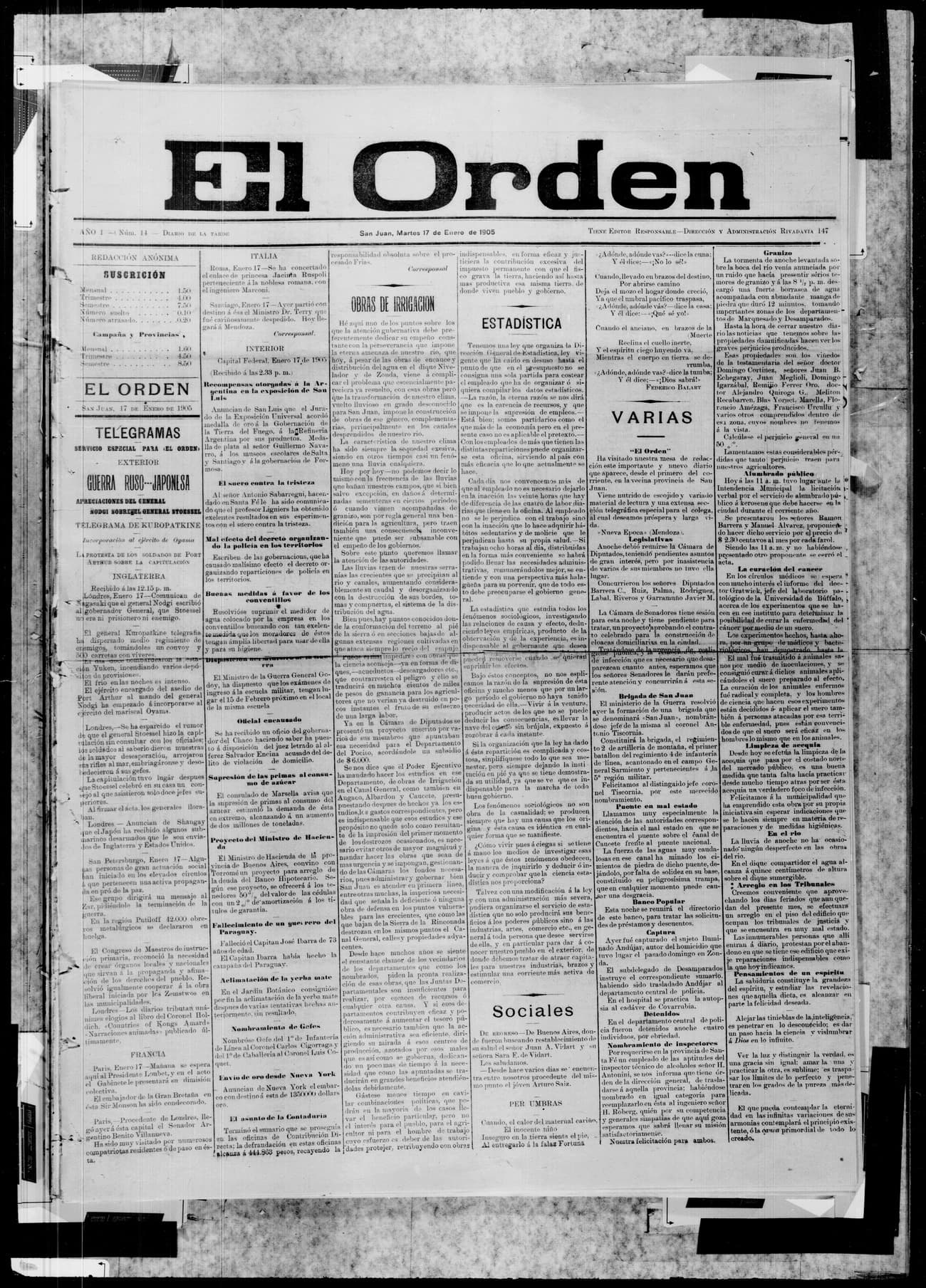 Portada · 17 de Enero de 1905