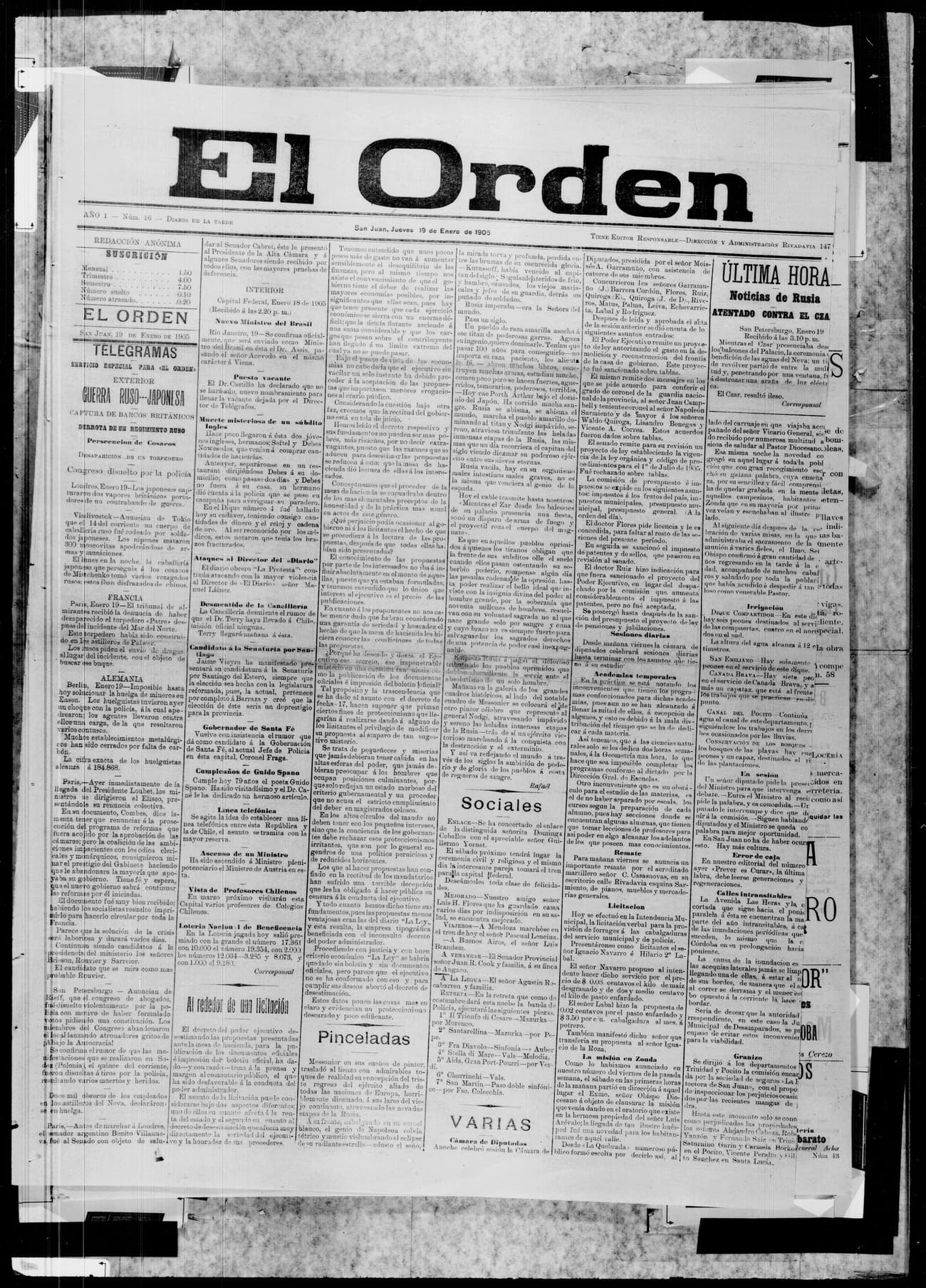 Portada · 19 de Enero de 1905