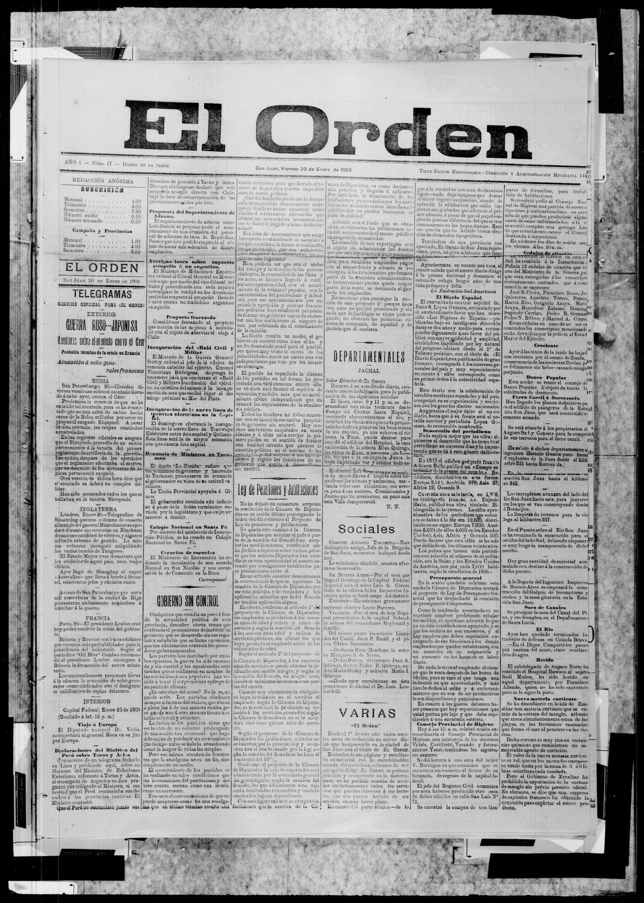 Portada · 20 de Enero de 1905