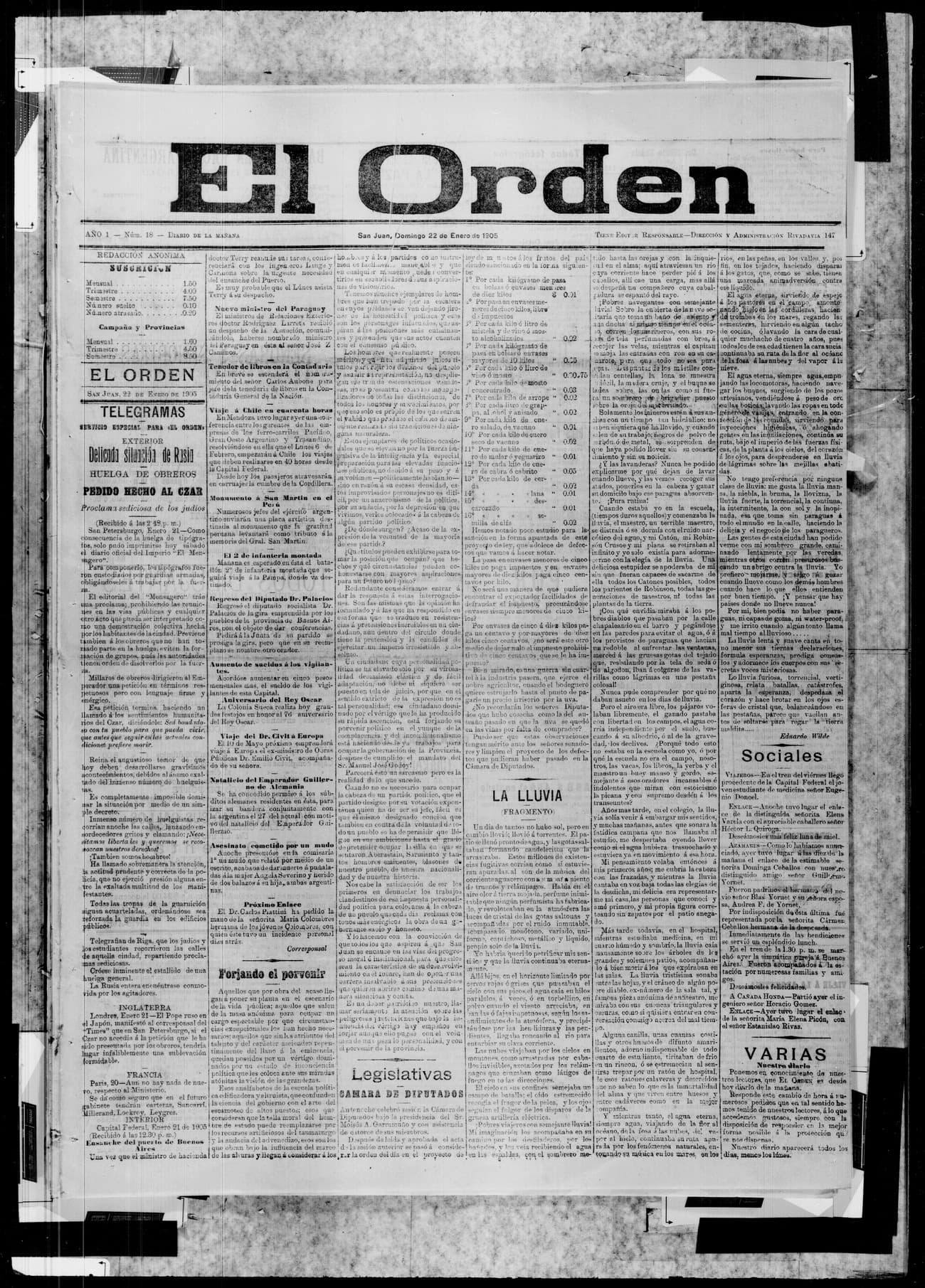 Portada · 22 de Enero de 1905