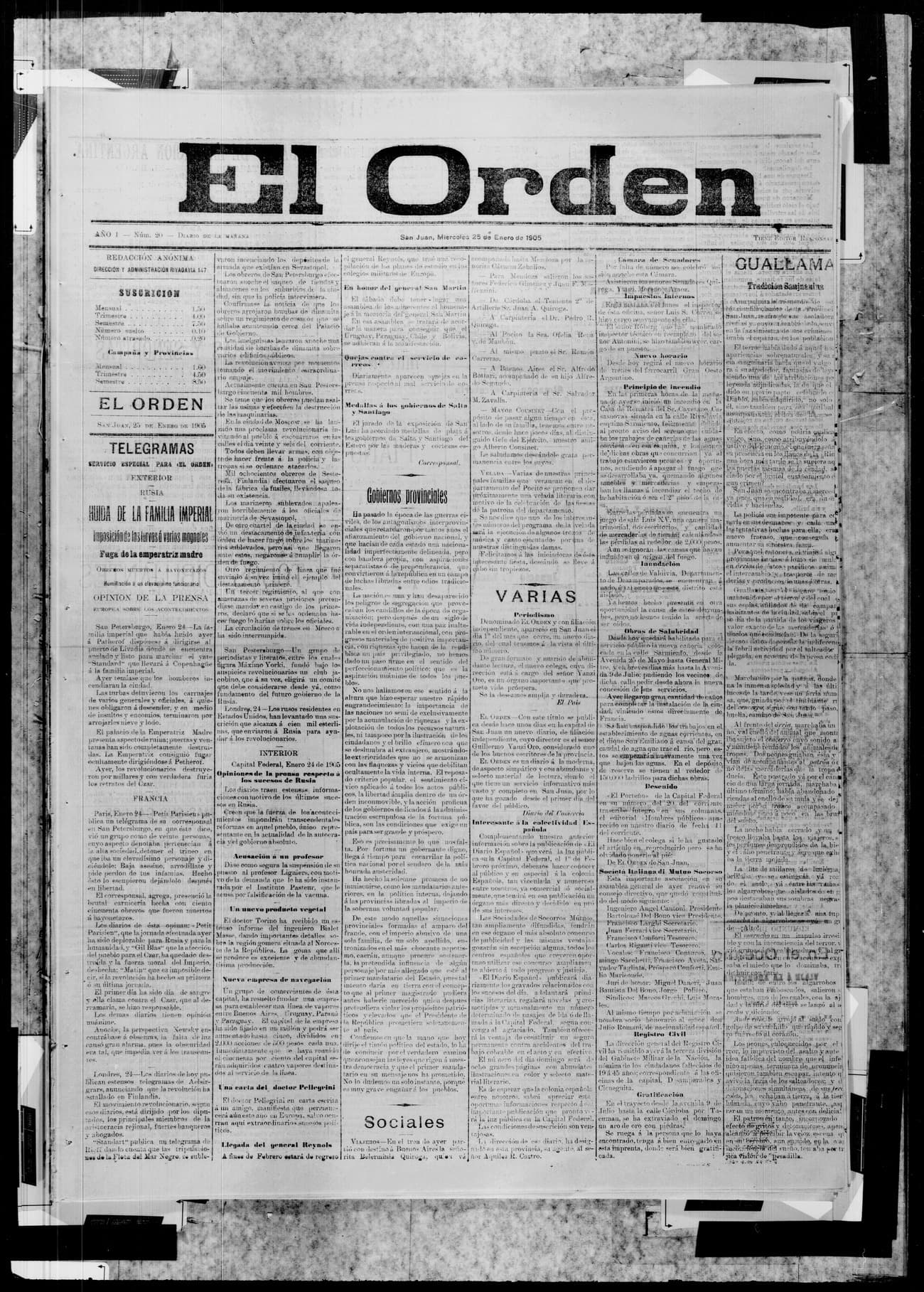 Portada · 25 de Enero de 1905