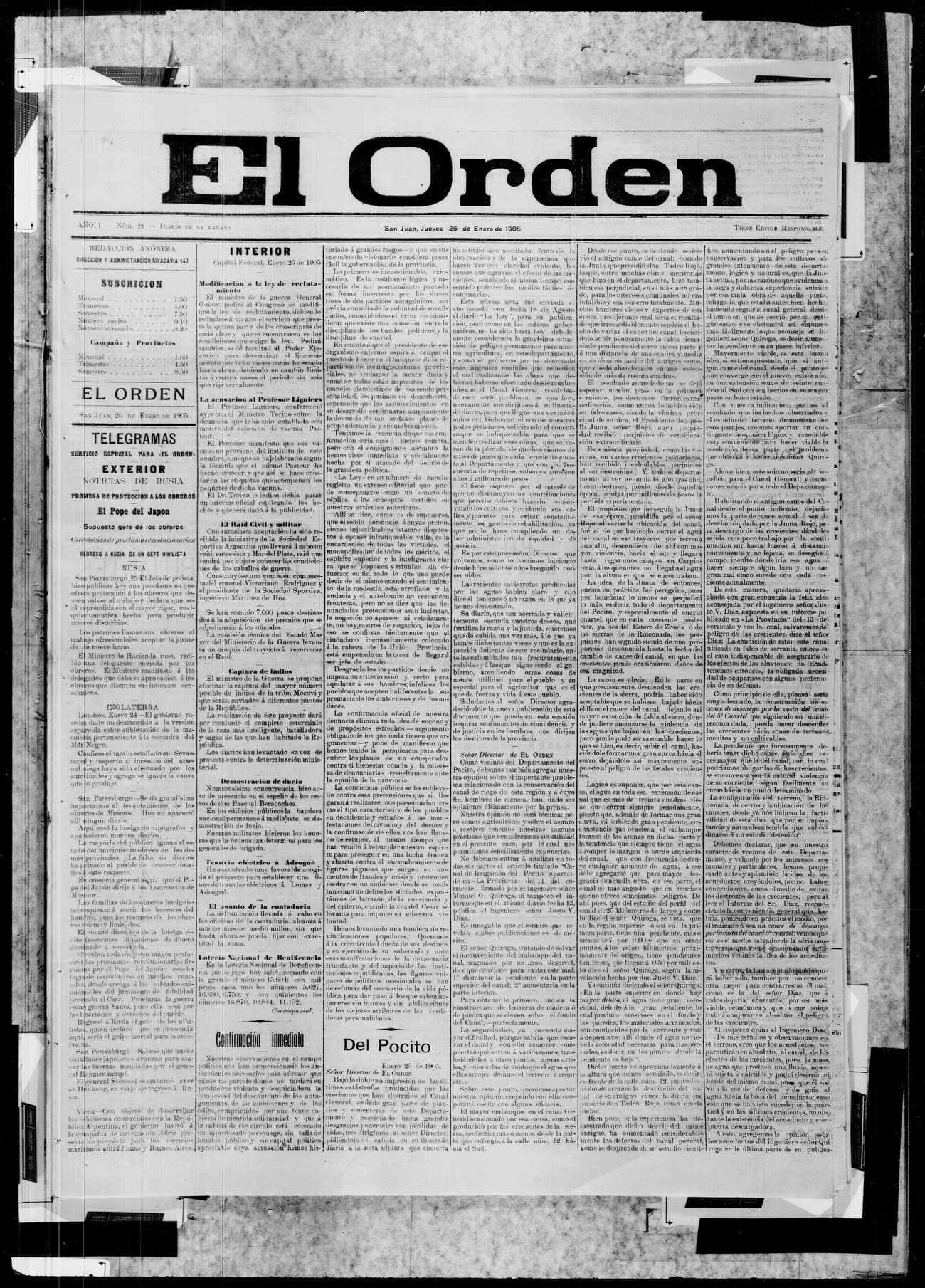 Portada · 26 de Enero de 1905