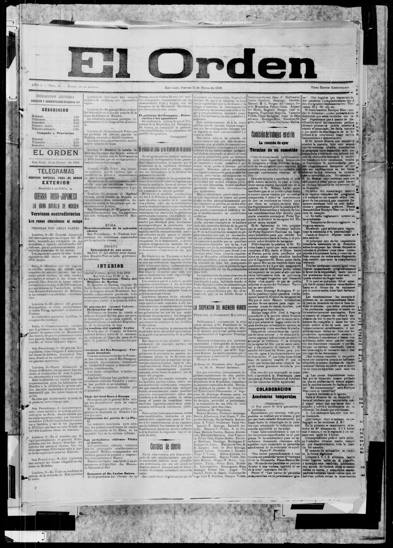 Portada · 10 de Marzo de 1905