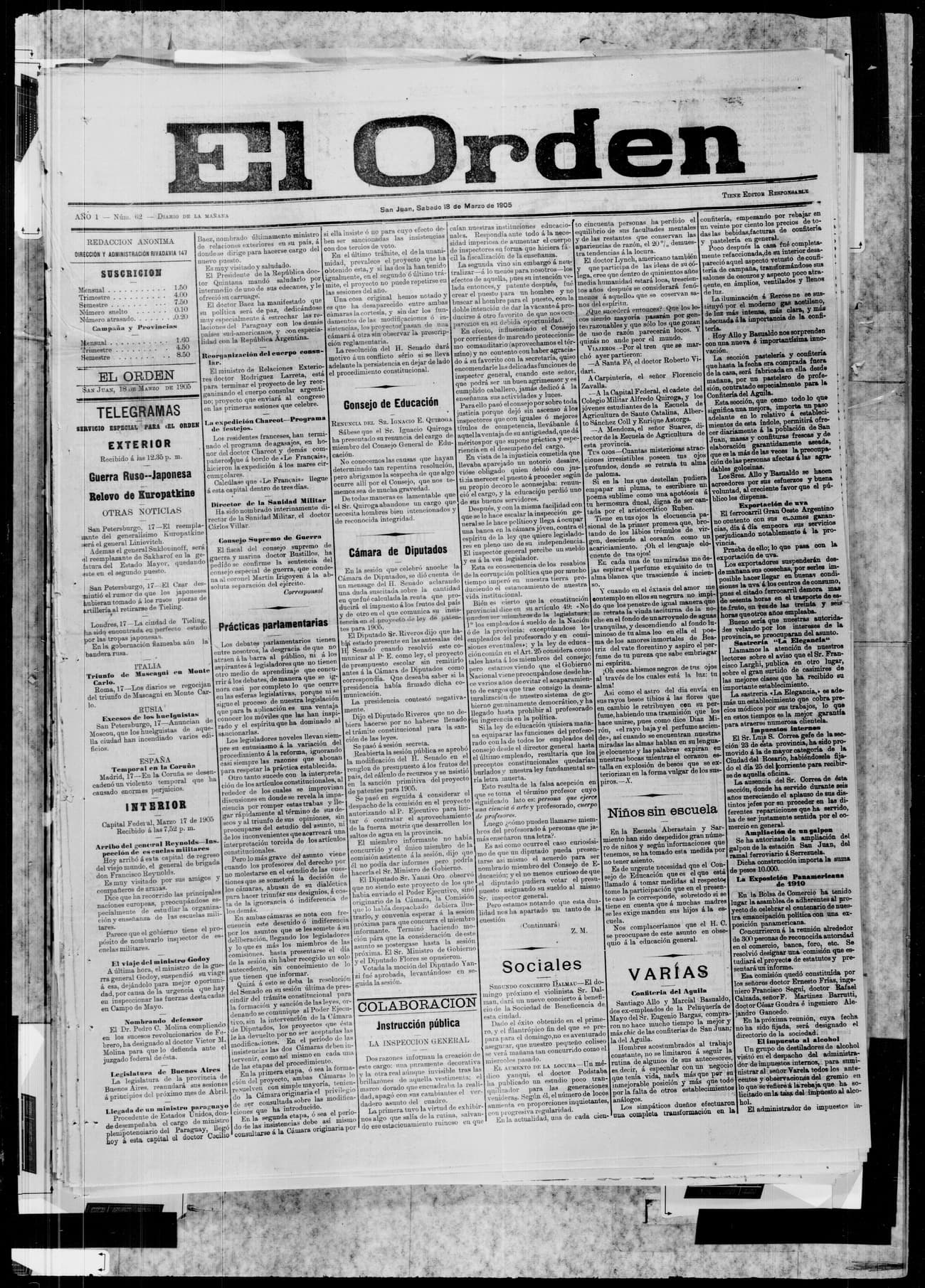 Portada · 18 de Marzo de 1905