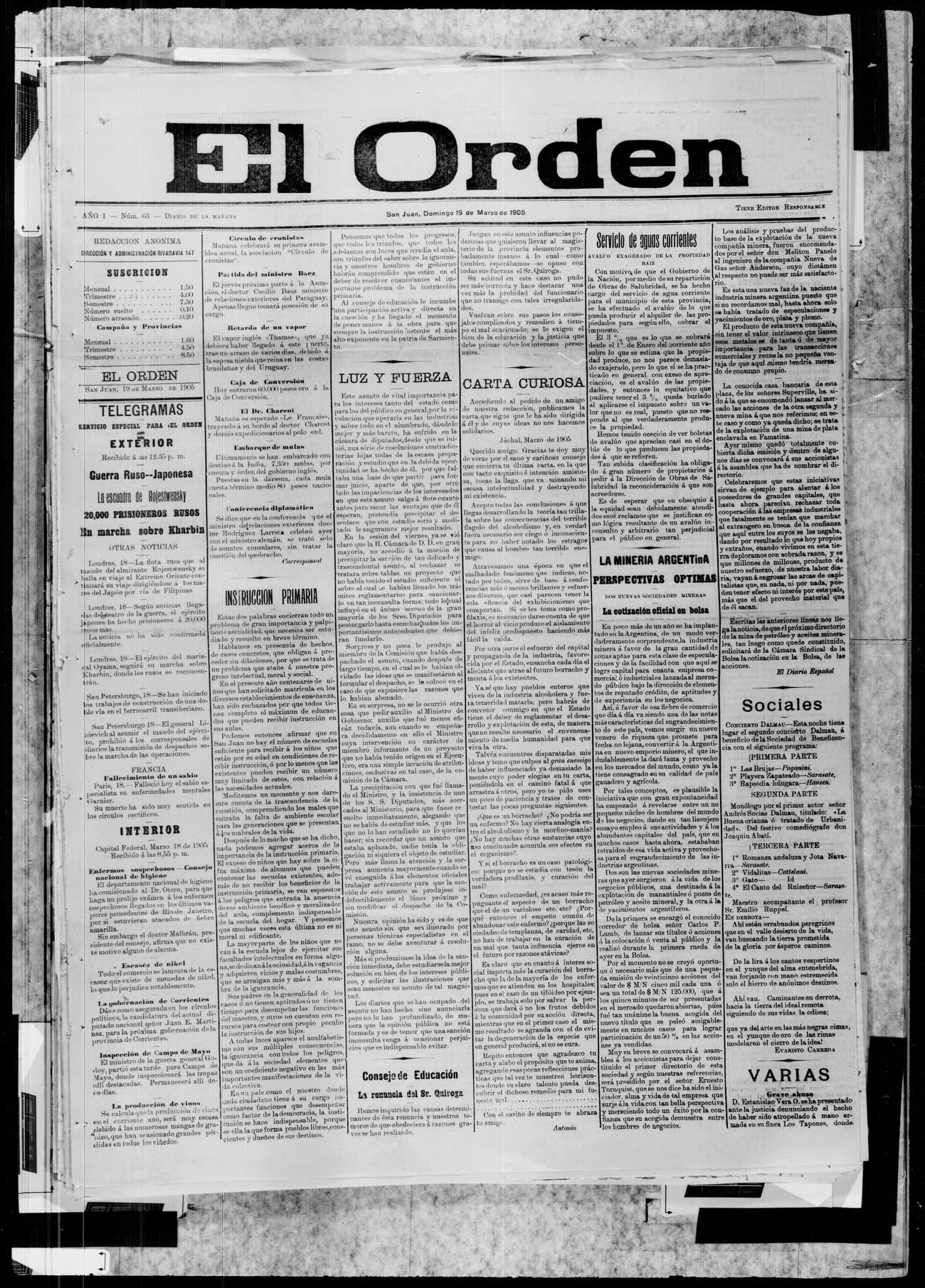 Portada · 19 de Marzo de 1905