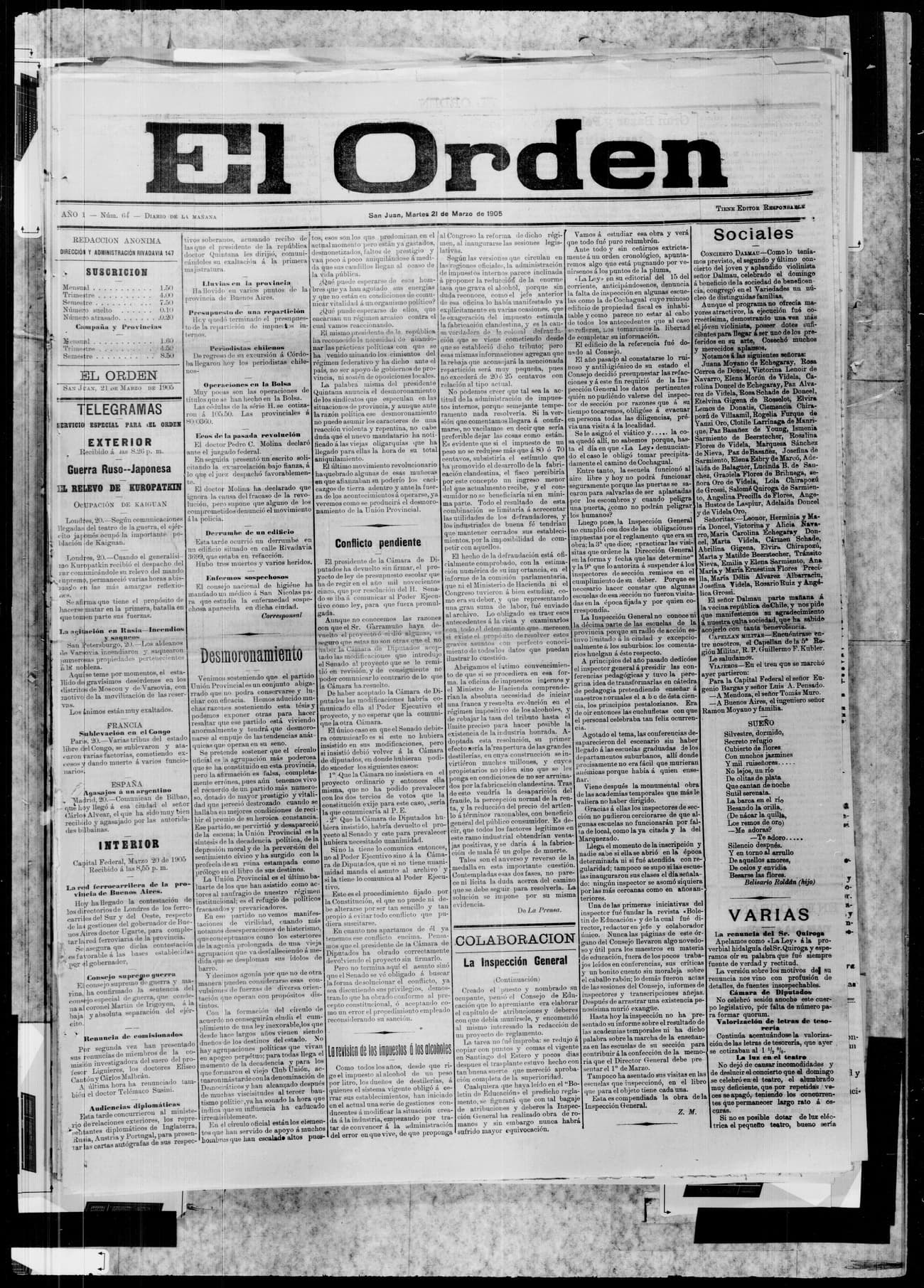 Portada · 21 de Marzo de 1905
