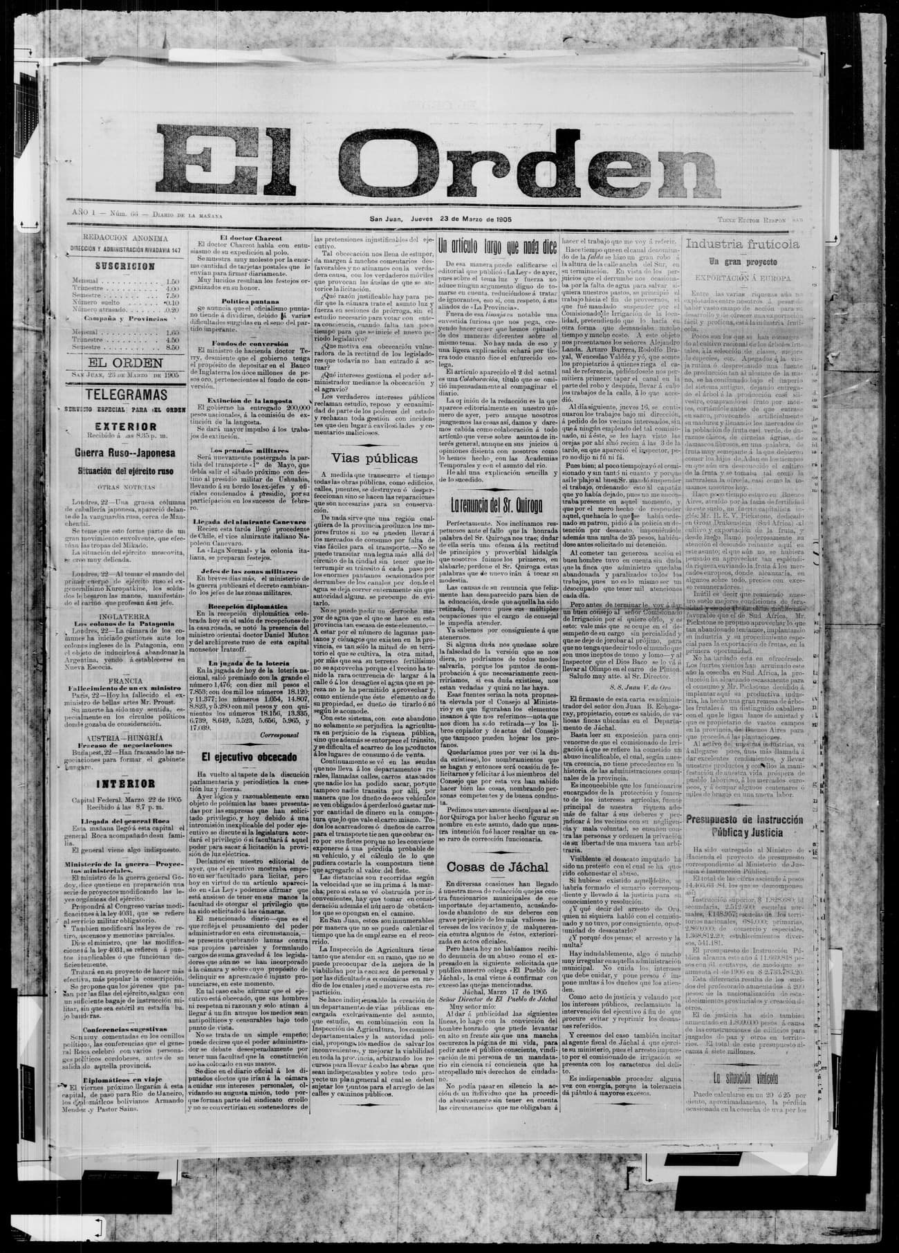 Portada · 23 de Marzo de 1905