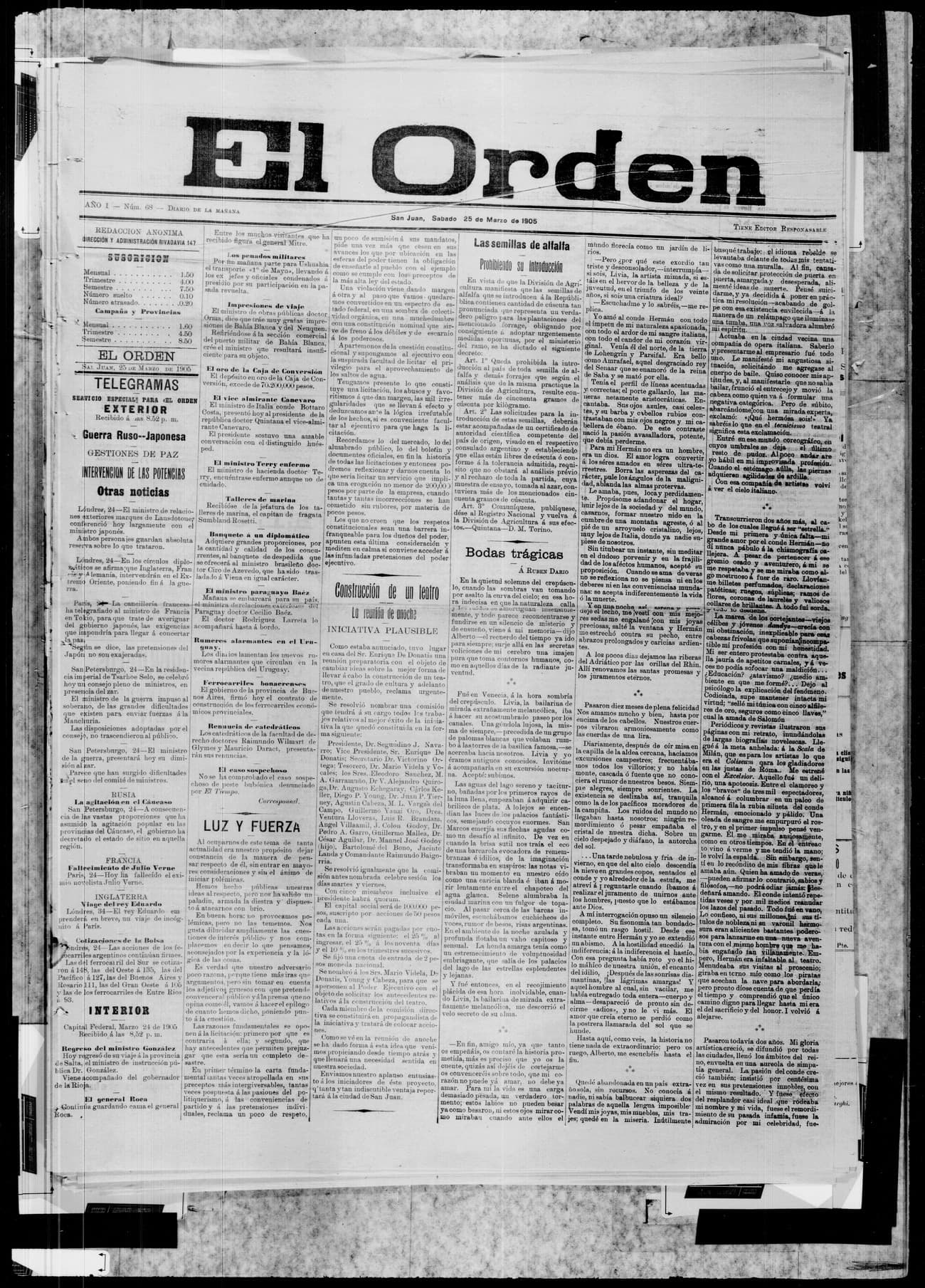 Portada · 25 de Marzo de 1905