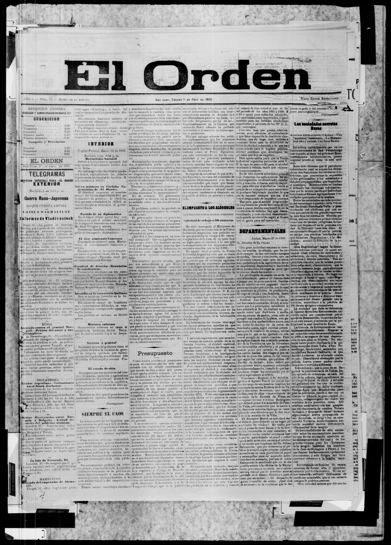Portada · 1 de Abril de 1905