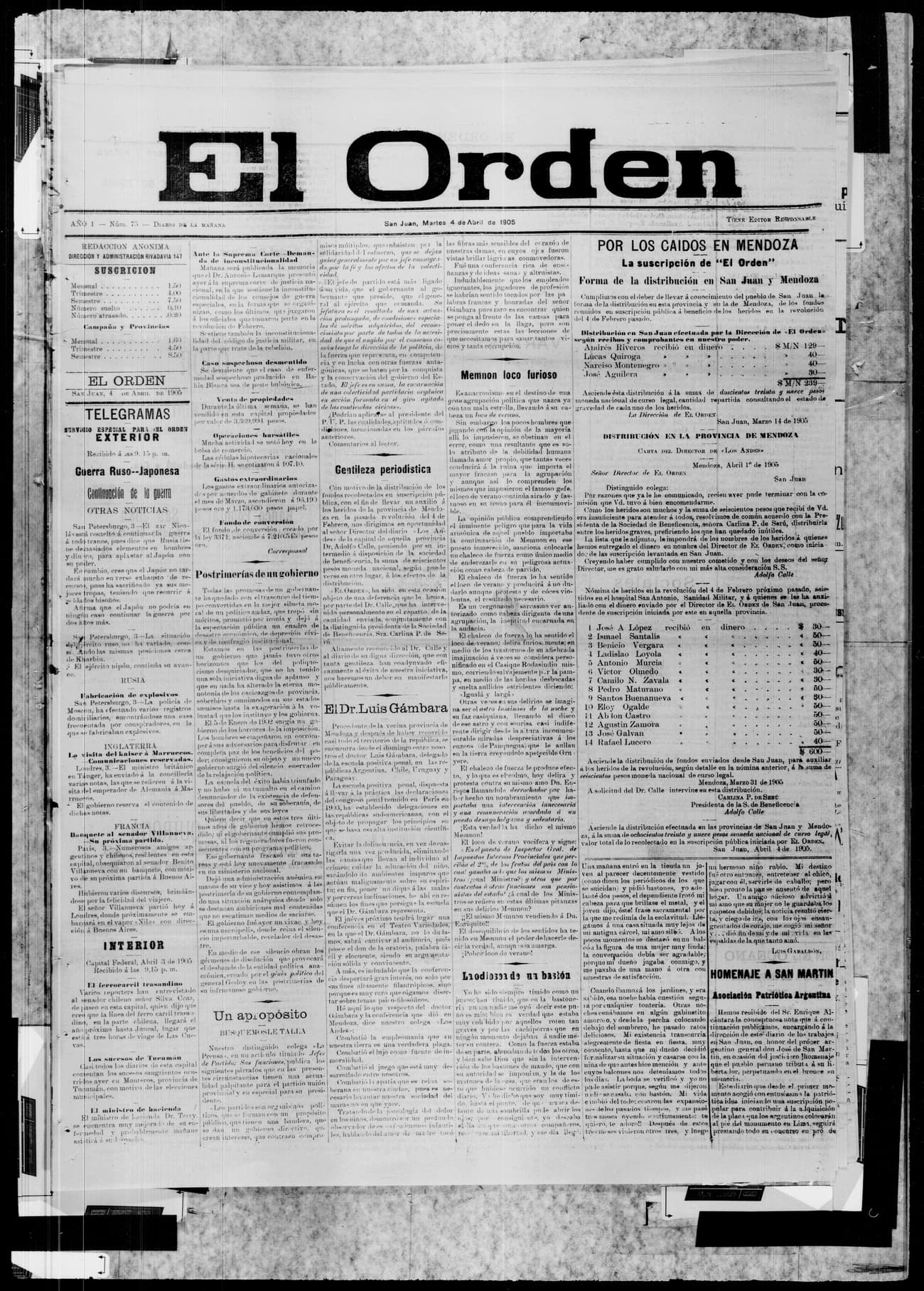 Portada · 4 de Abril de 1905