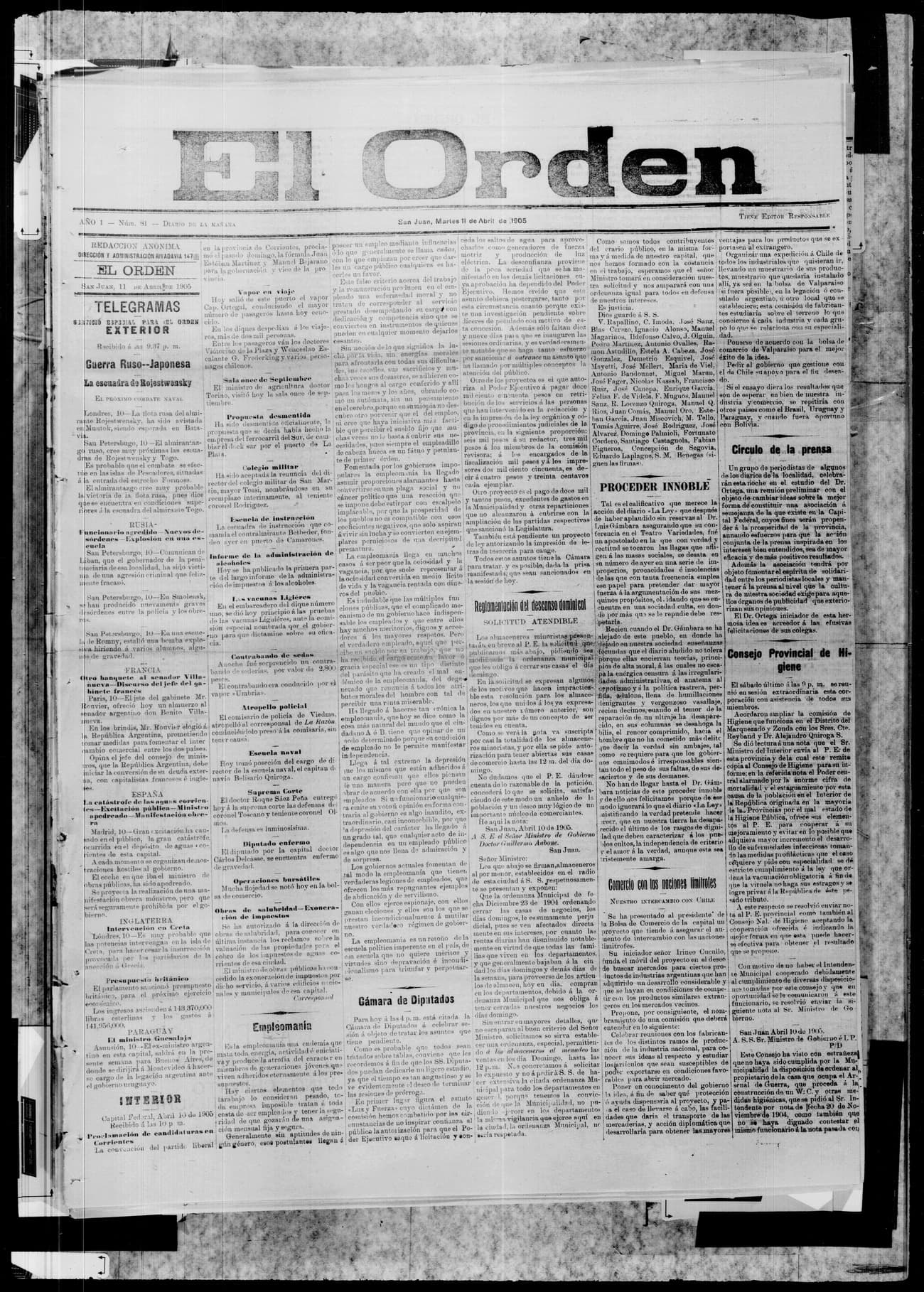 Portada · 11 de Abril de 1905