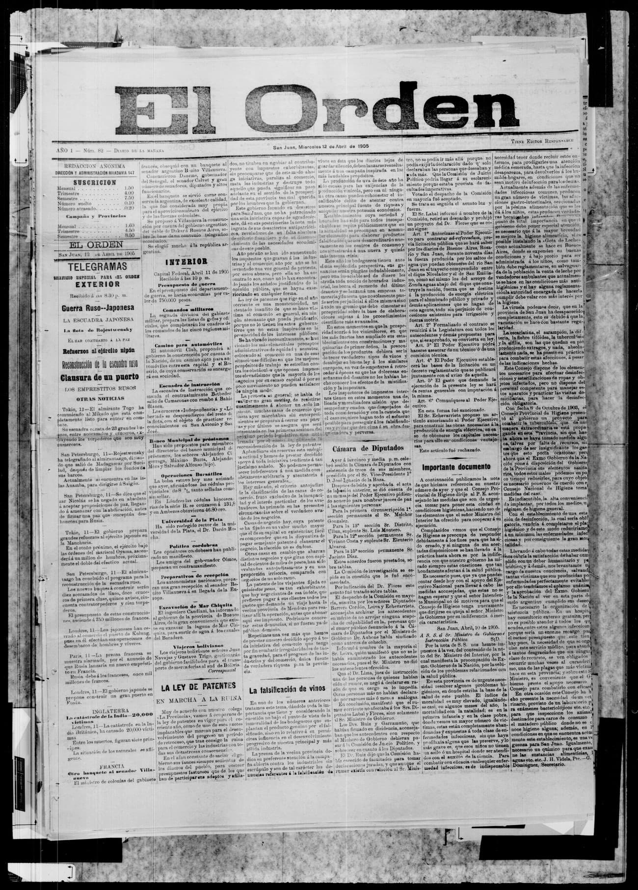 Portada · 12 de Abril de 1905