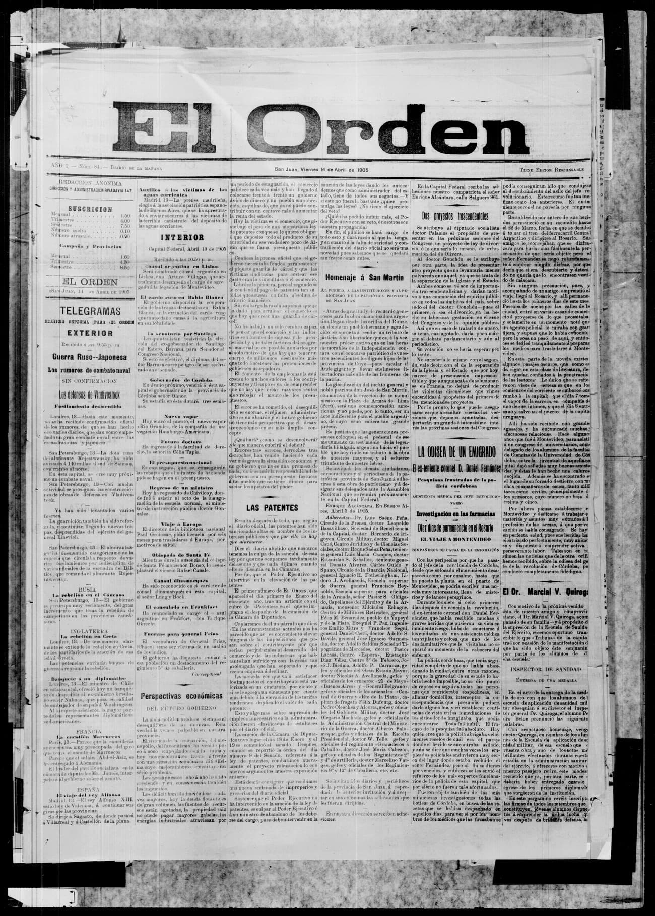 Portada · 14 de Abril de 1905
