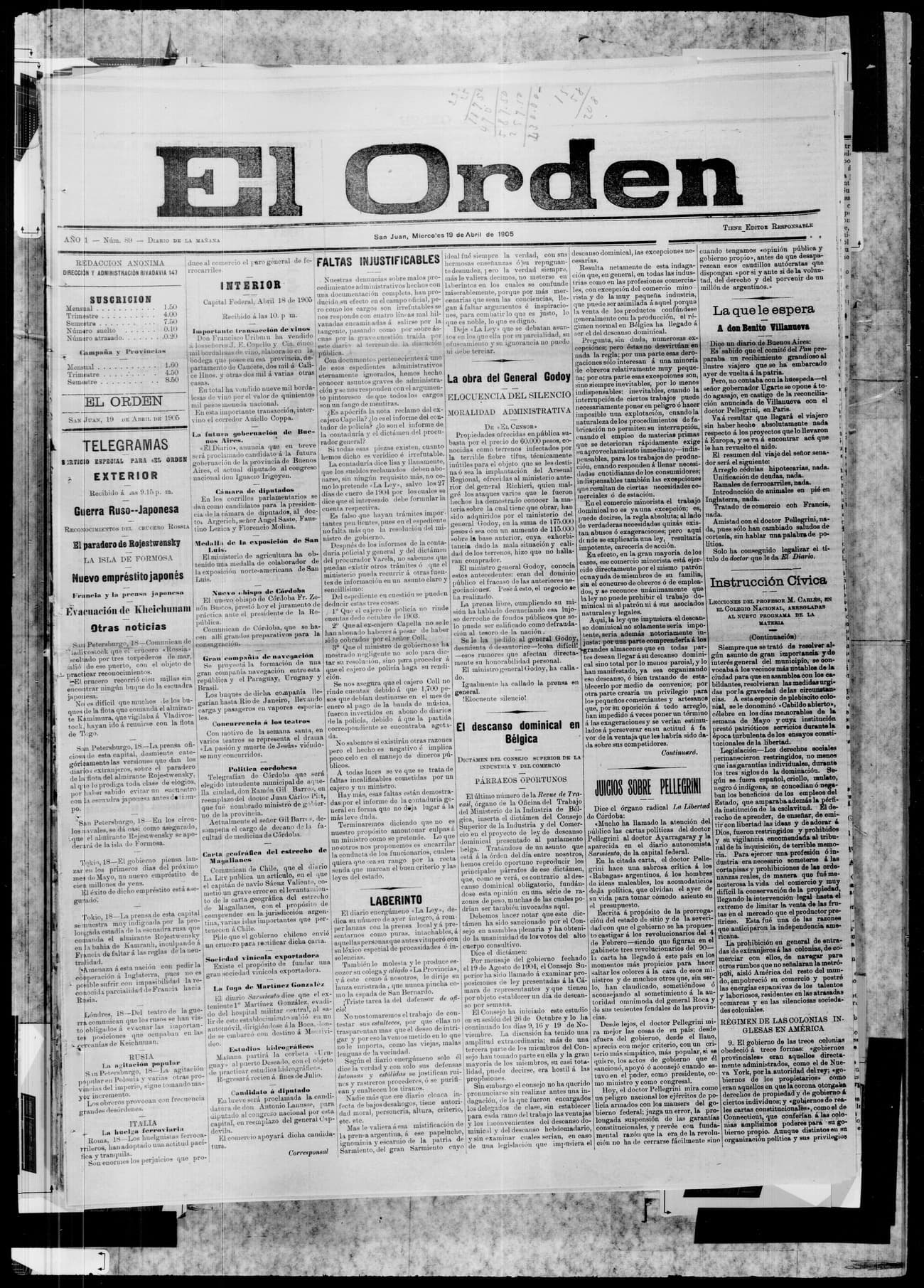 Portada · 19 de Abril de 1905