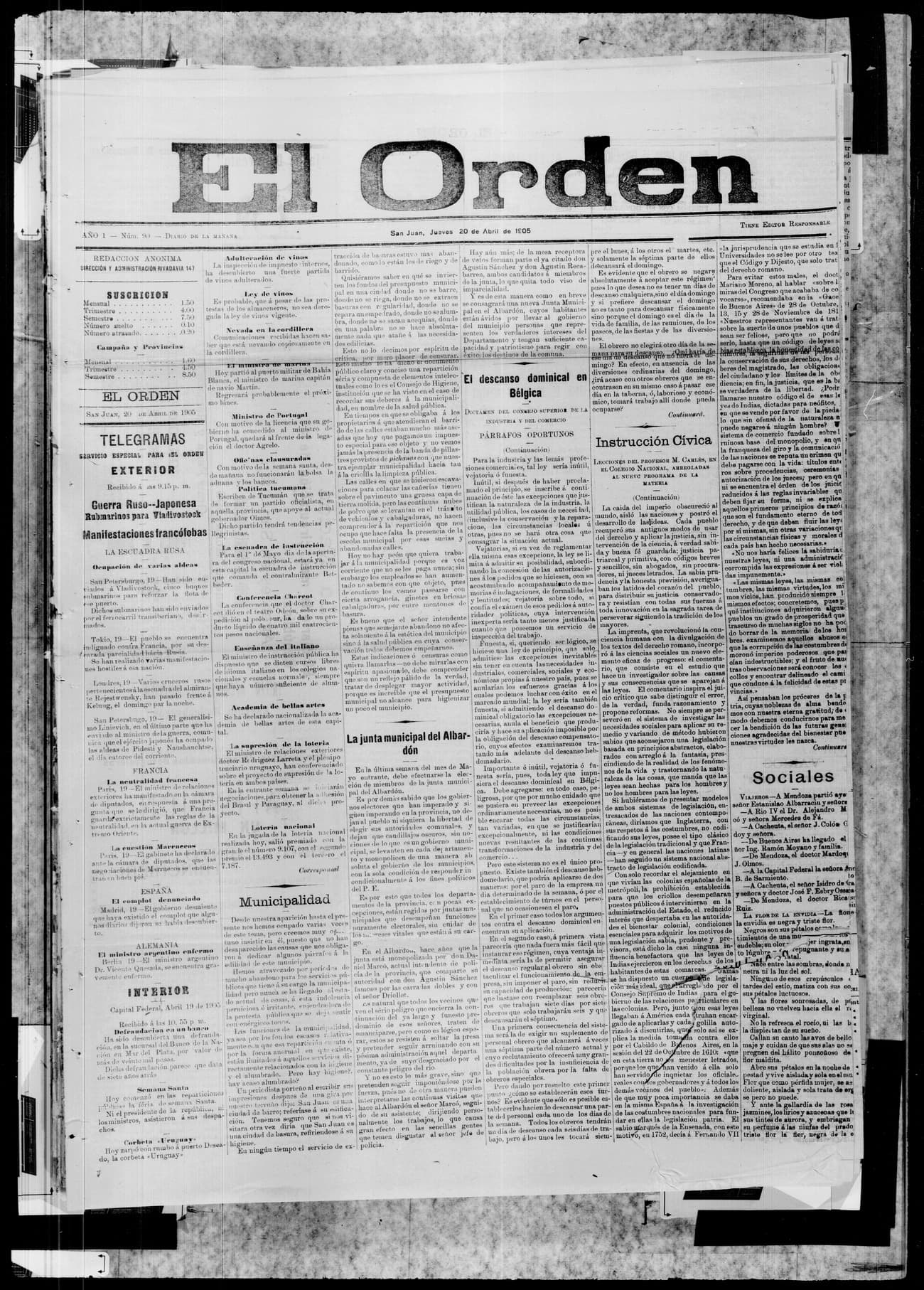 Portada · 20 de Abril de 1905