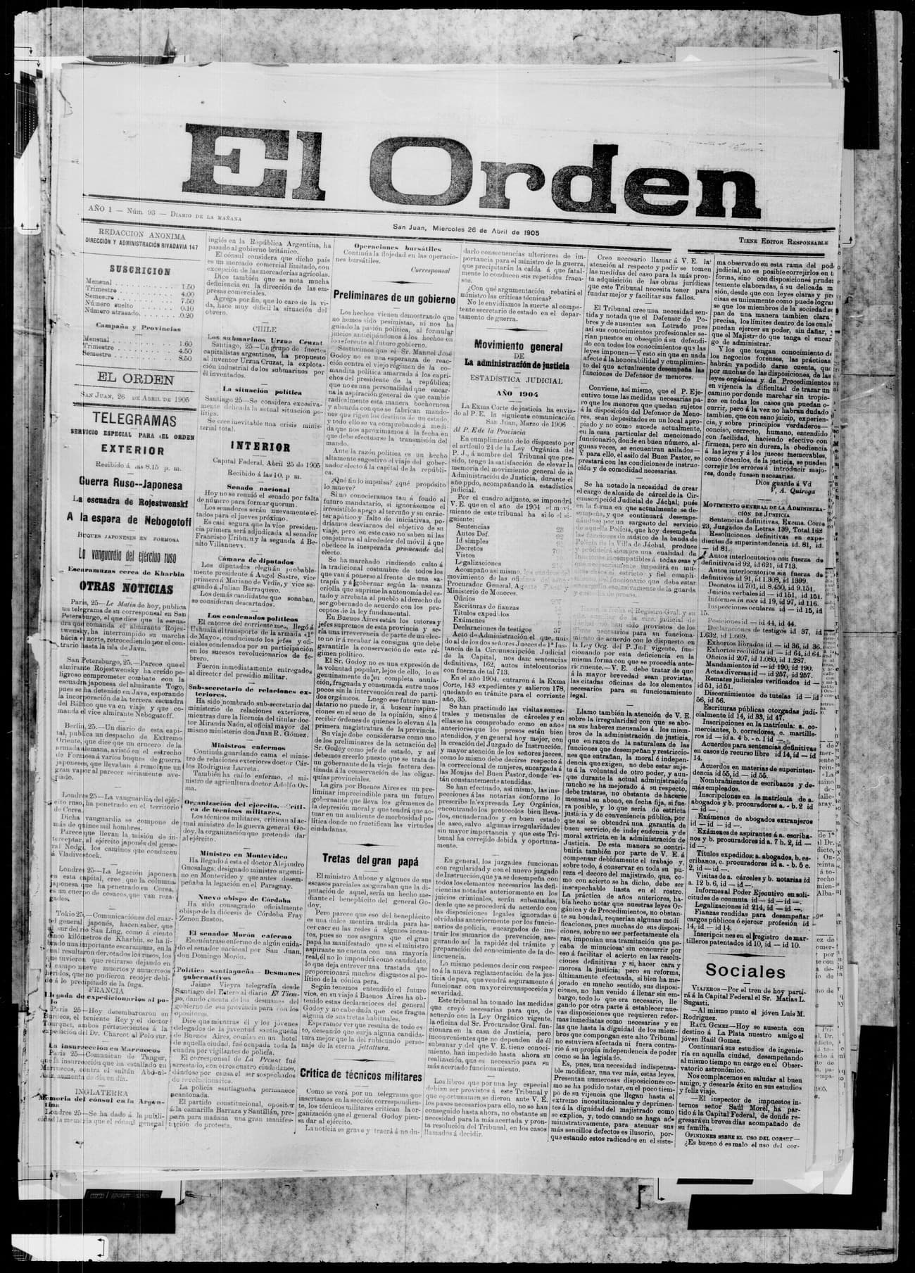 Portada · 26 de Abril de 1905