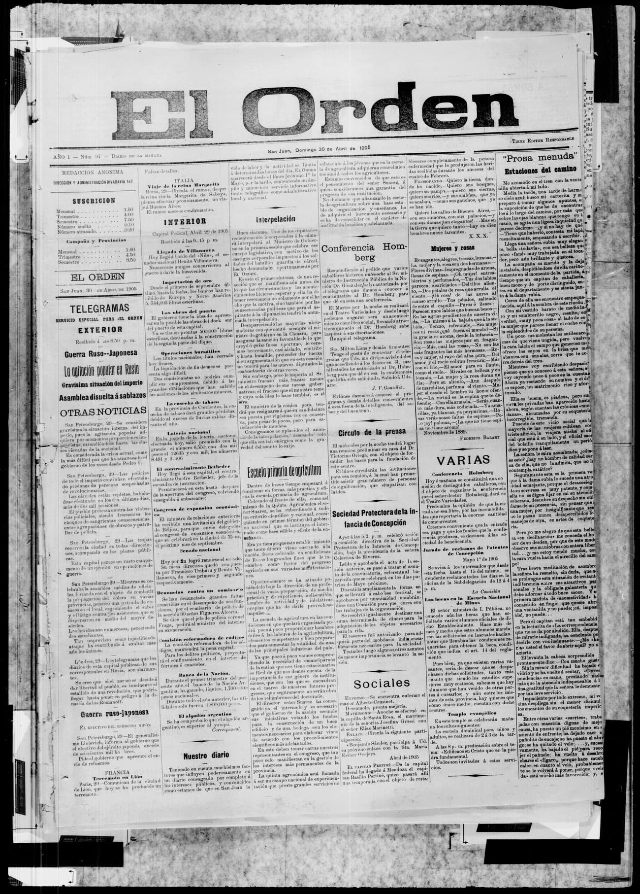 Portada · 30 de Abril de 1905