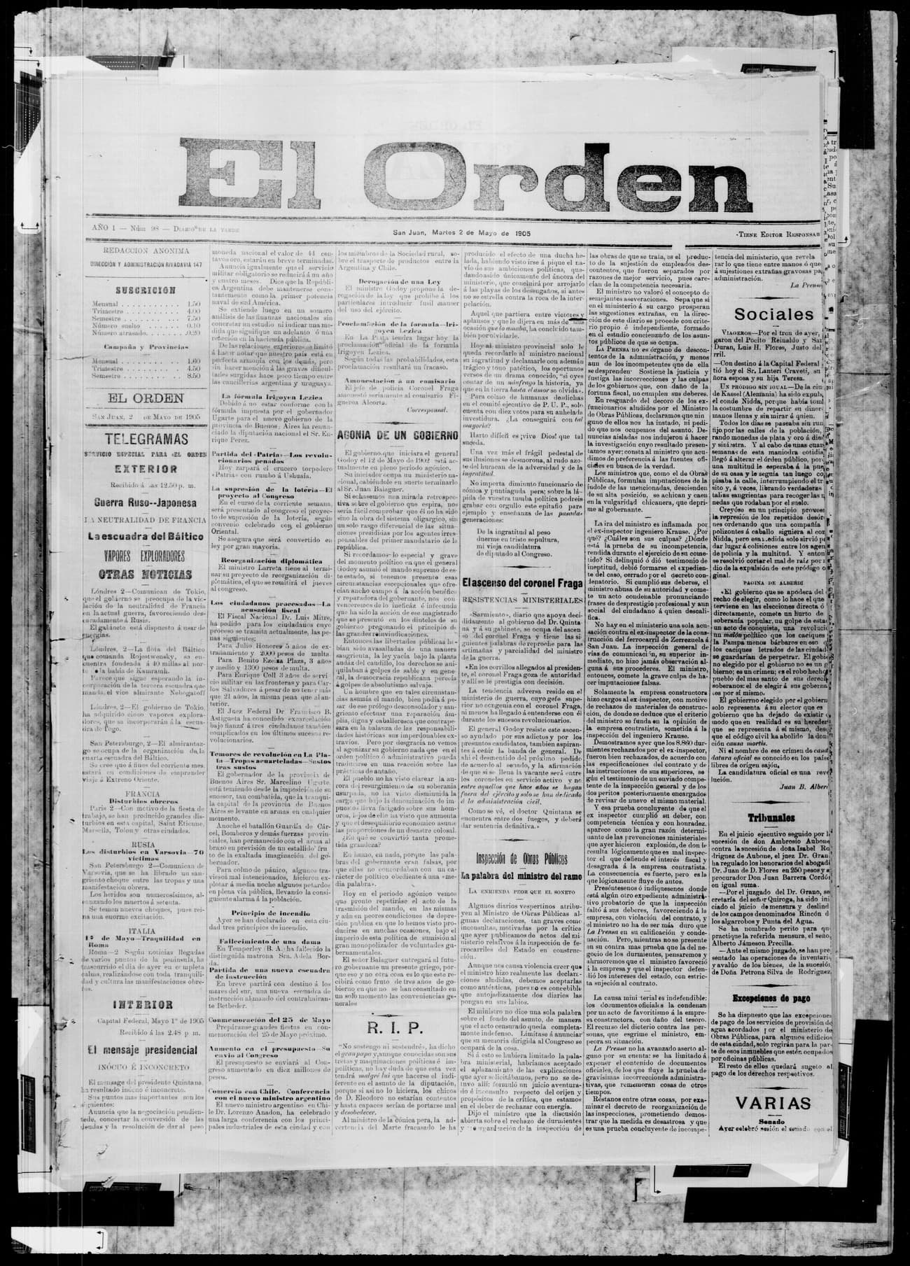 Portada · 2 de Mayo de 1905