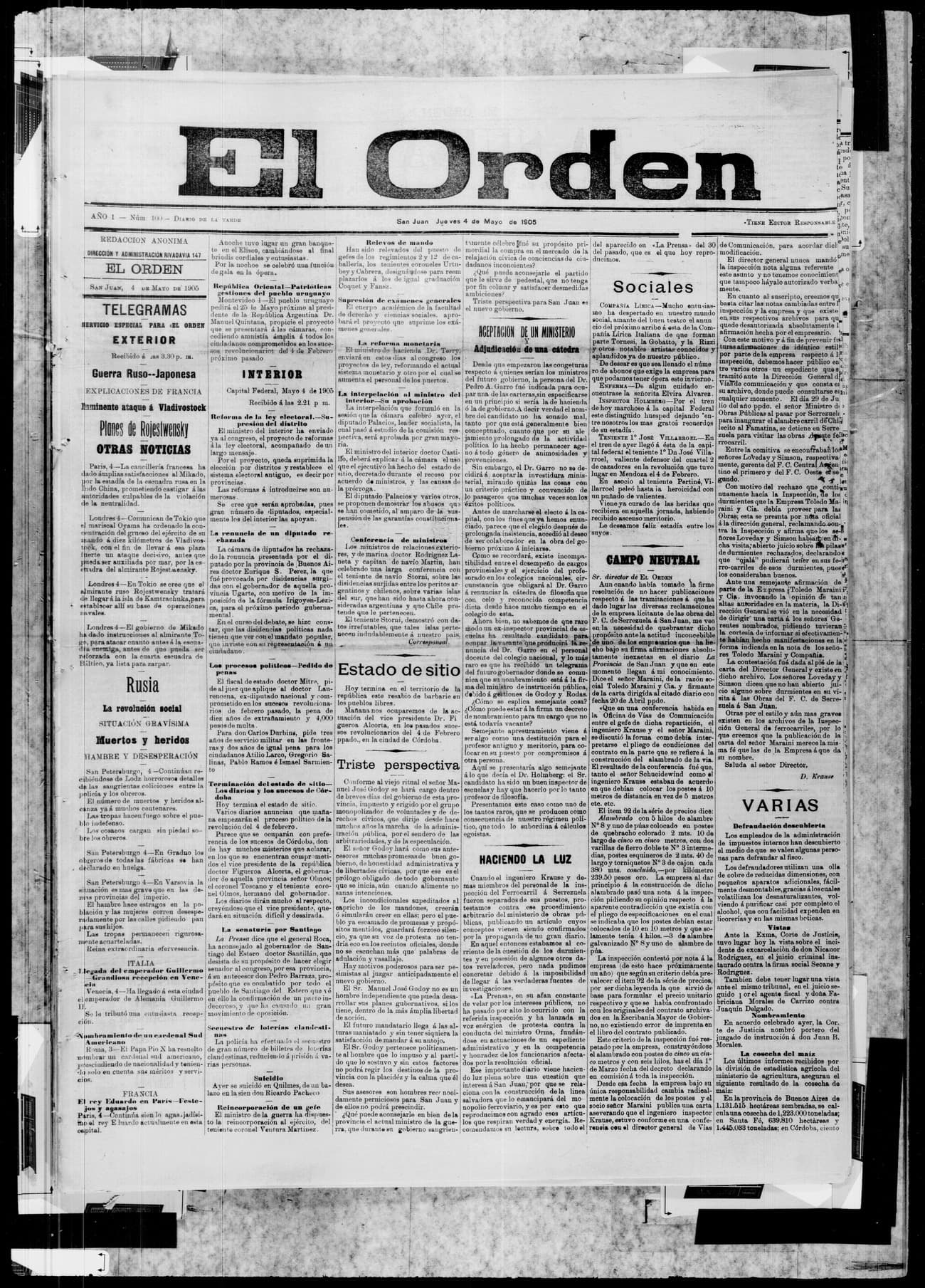 Portada · 4 de Mayo de 1905
