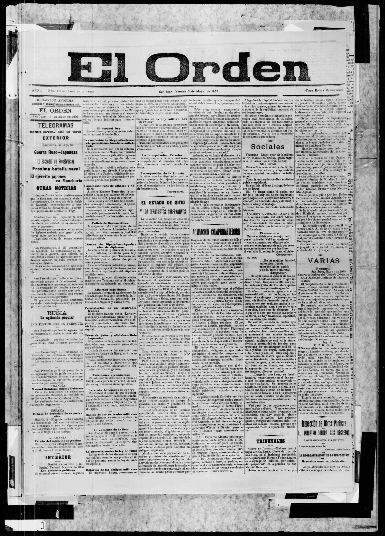 Portada · 5 de Mayo de 1905