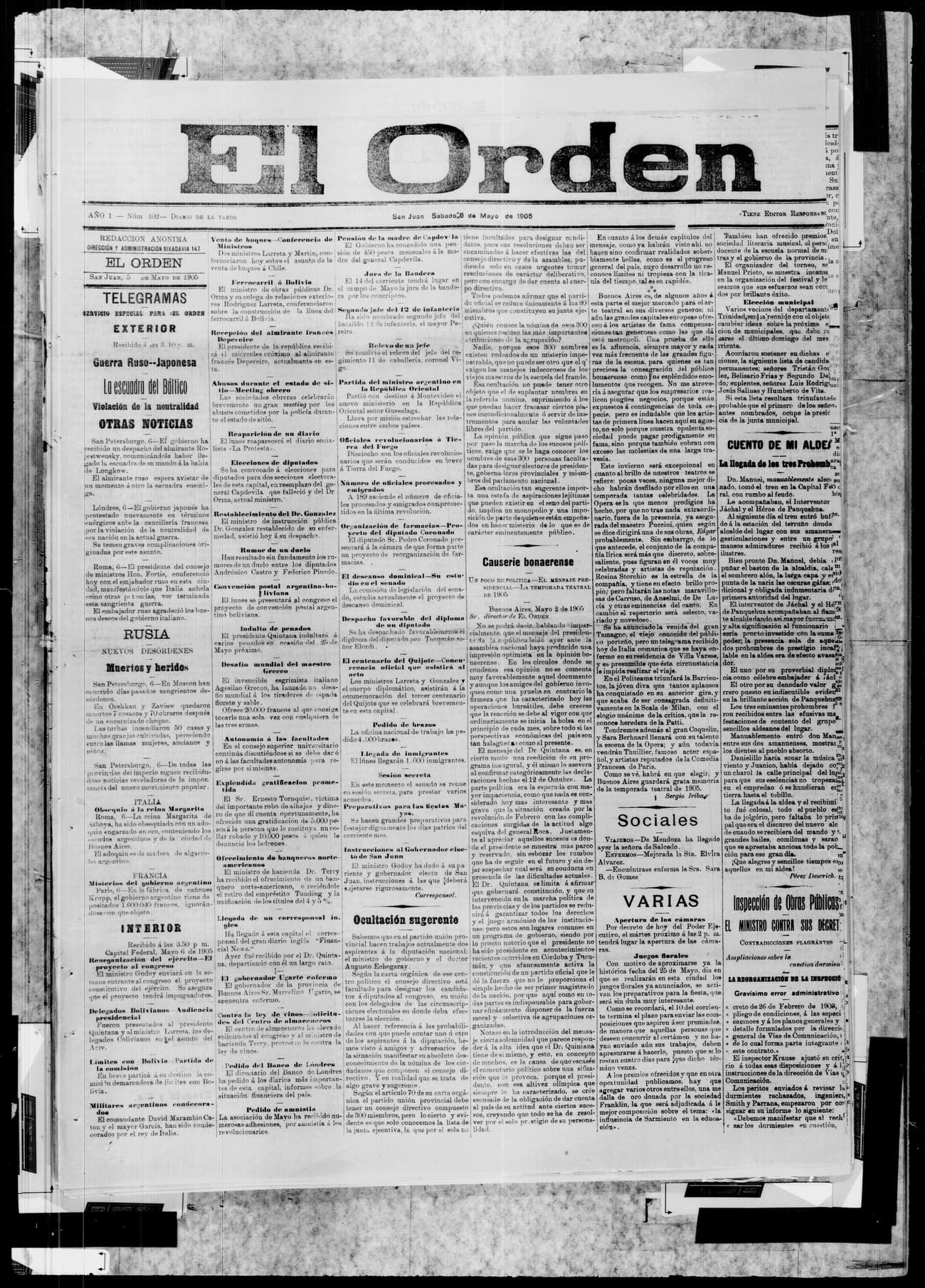 Portada · 6 de Mayo de 1905