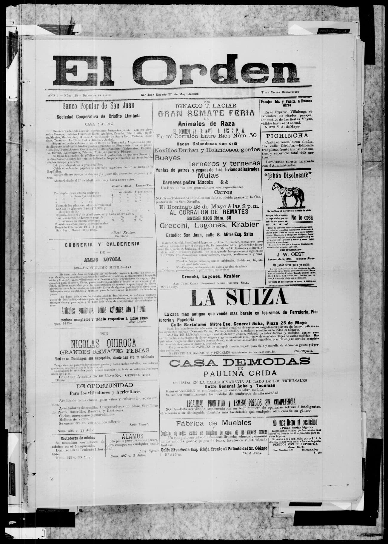 Portada · 27 de Mayo de 1905