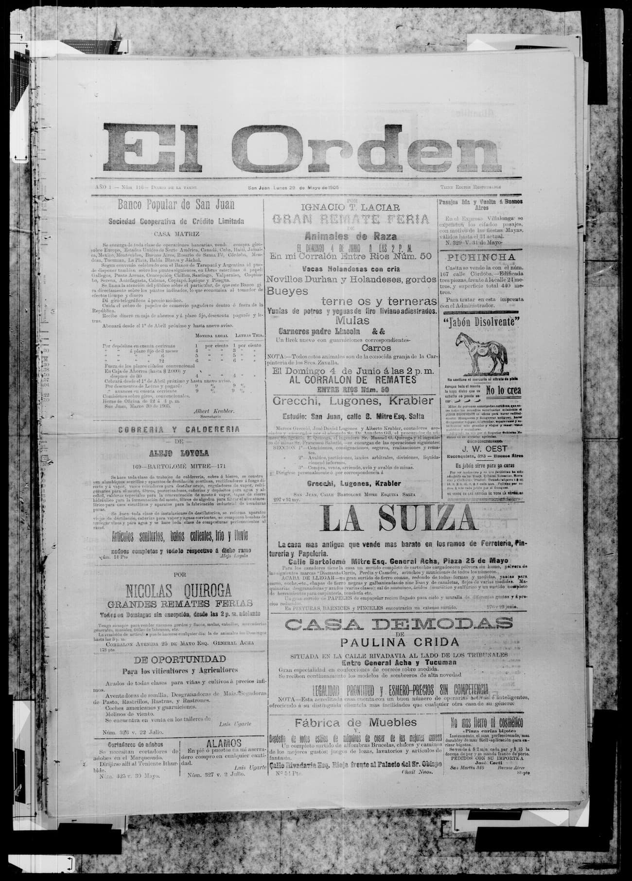 Portada · 29 de Mayo de 1905