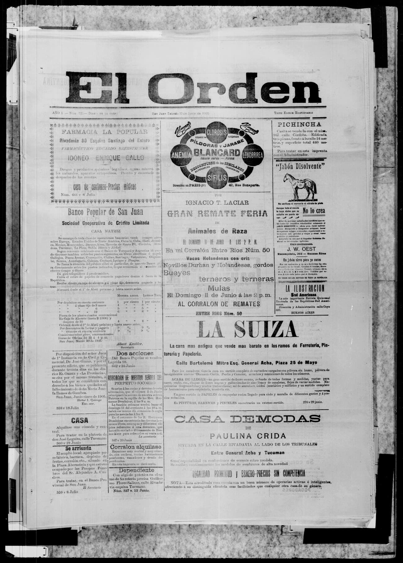 Portada · 10 de Junio de 1905